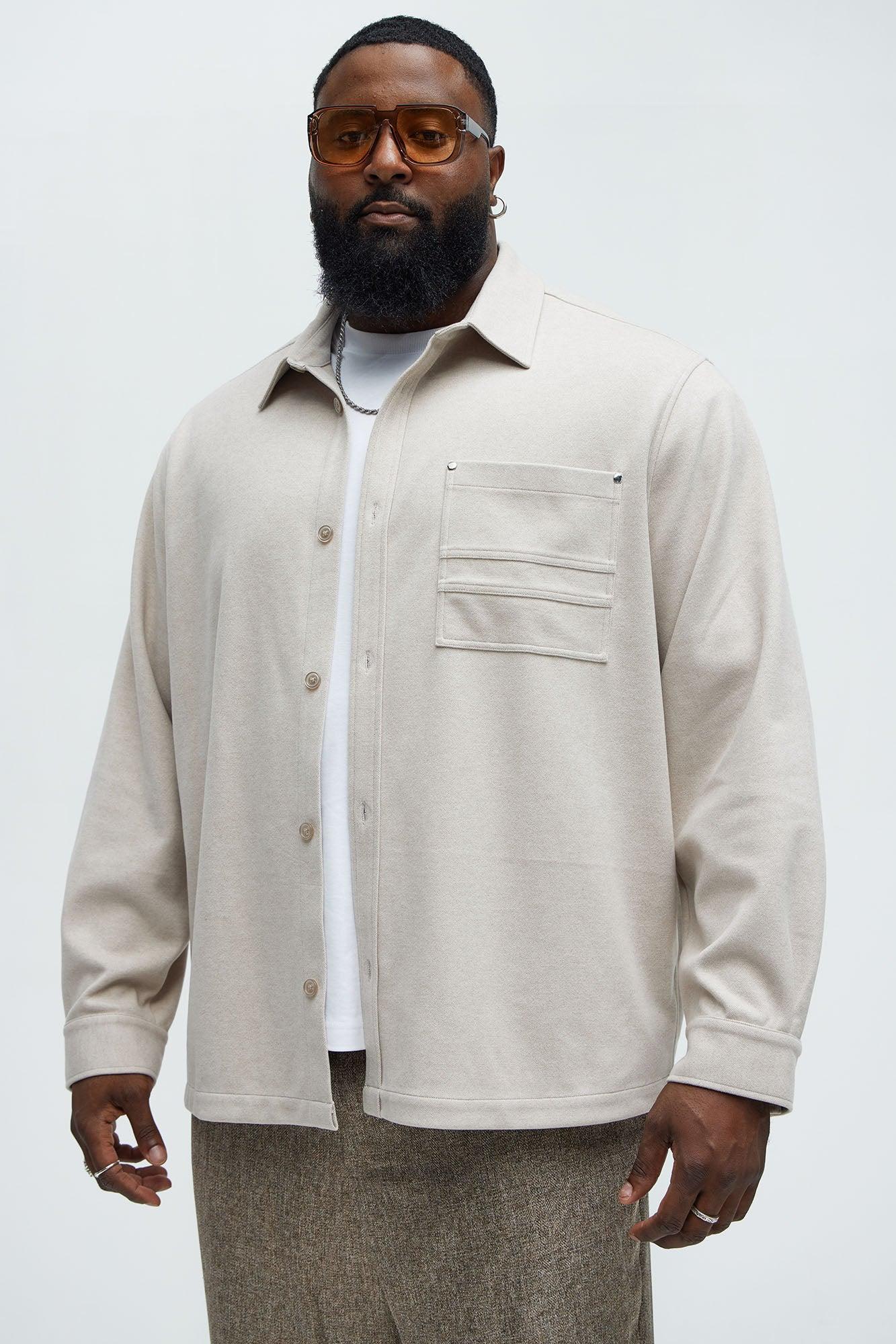 Fargo Wool Like Button Up Shirt - Tan Product Image
