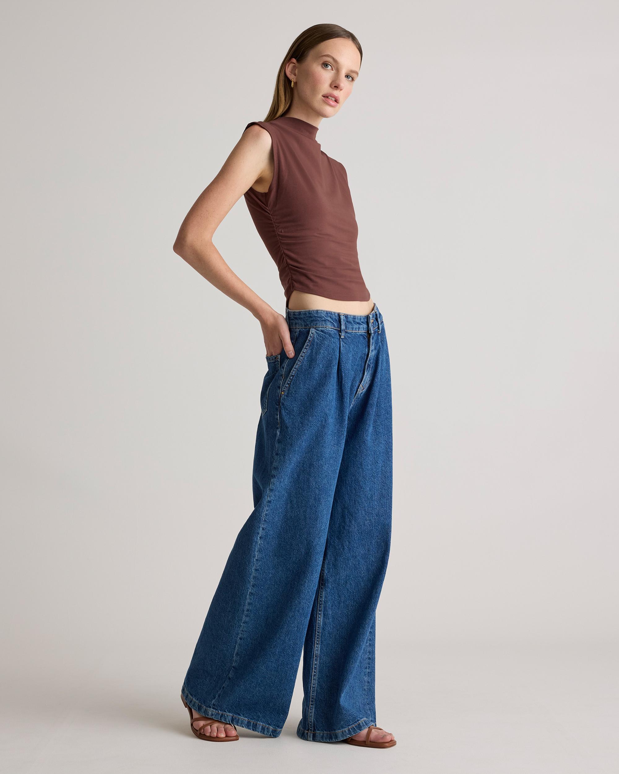 Quince | Women's Stretch Cotton Jersey Sleeveless Mock Neck Top Organic Cotton Product Image