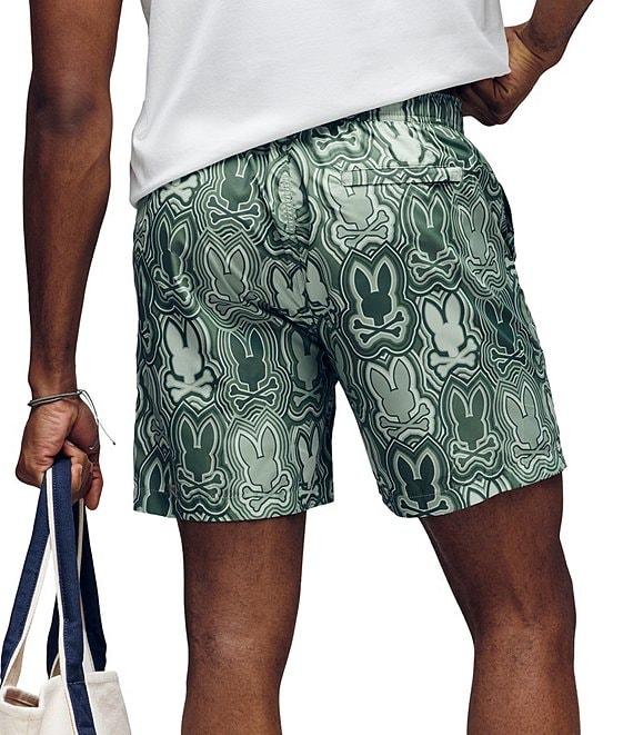 Psycho Bunny Chuck Allover Bunny Pattern 5 3/4#double; Inseam Swim Trunks Product Image