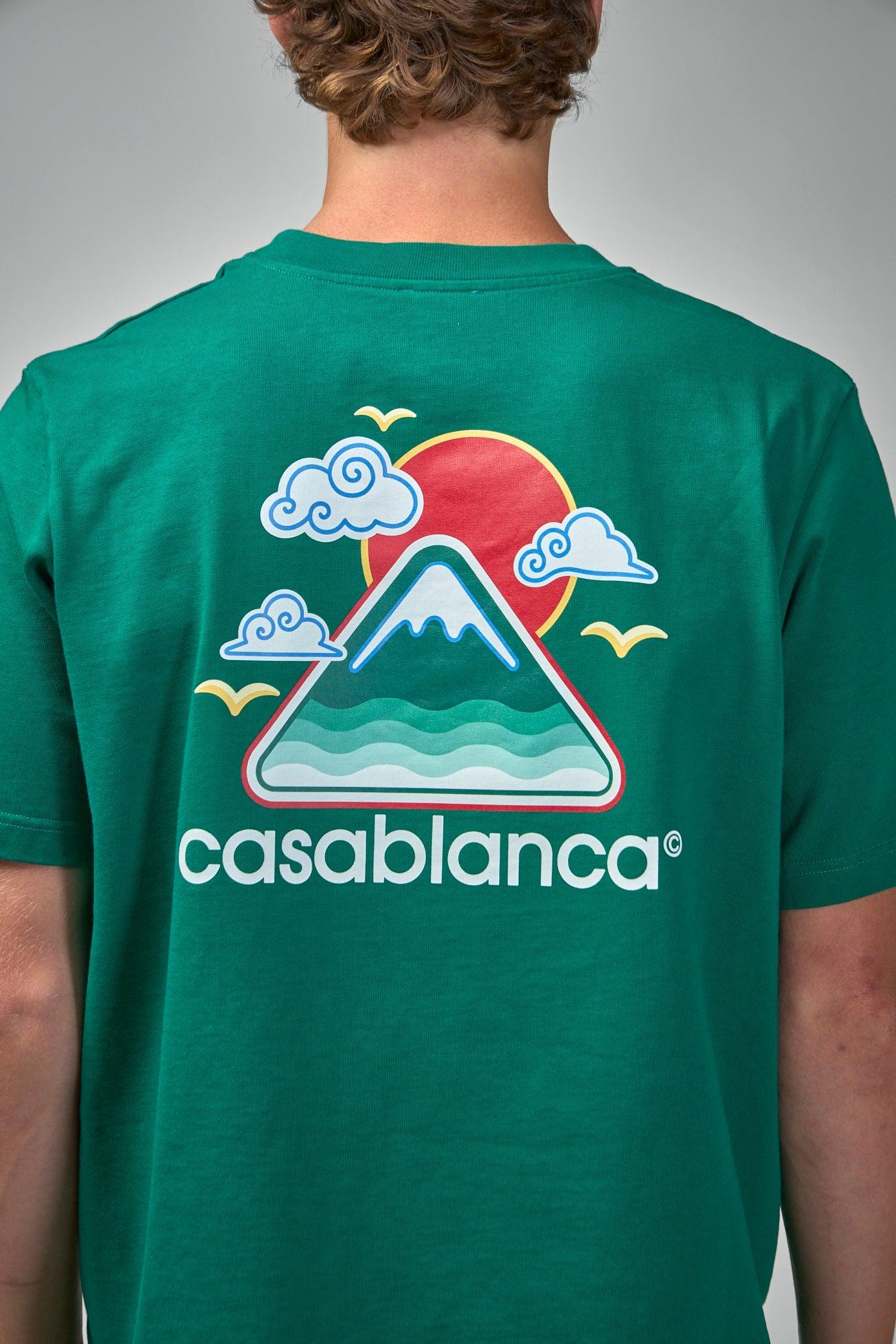 CASABLANCA Mens Montagne Ondulee Brand-print Cotton-jersey T-shirt In Green Product Image