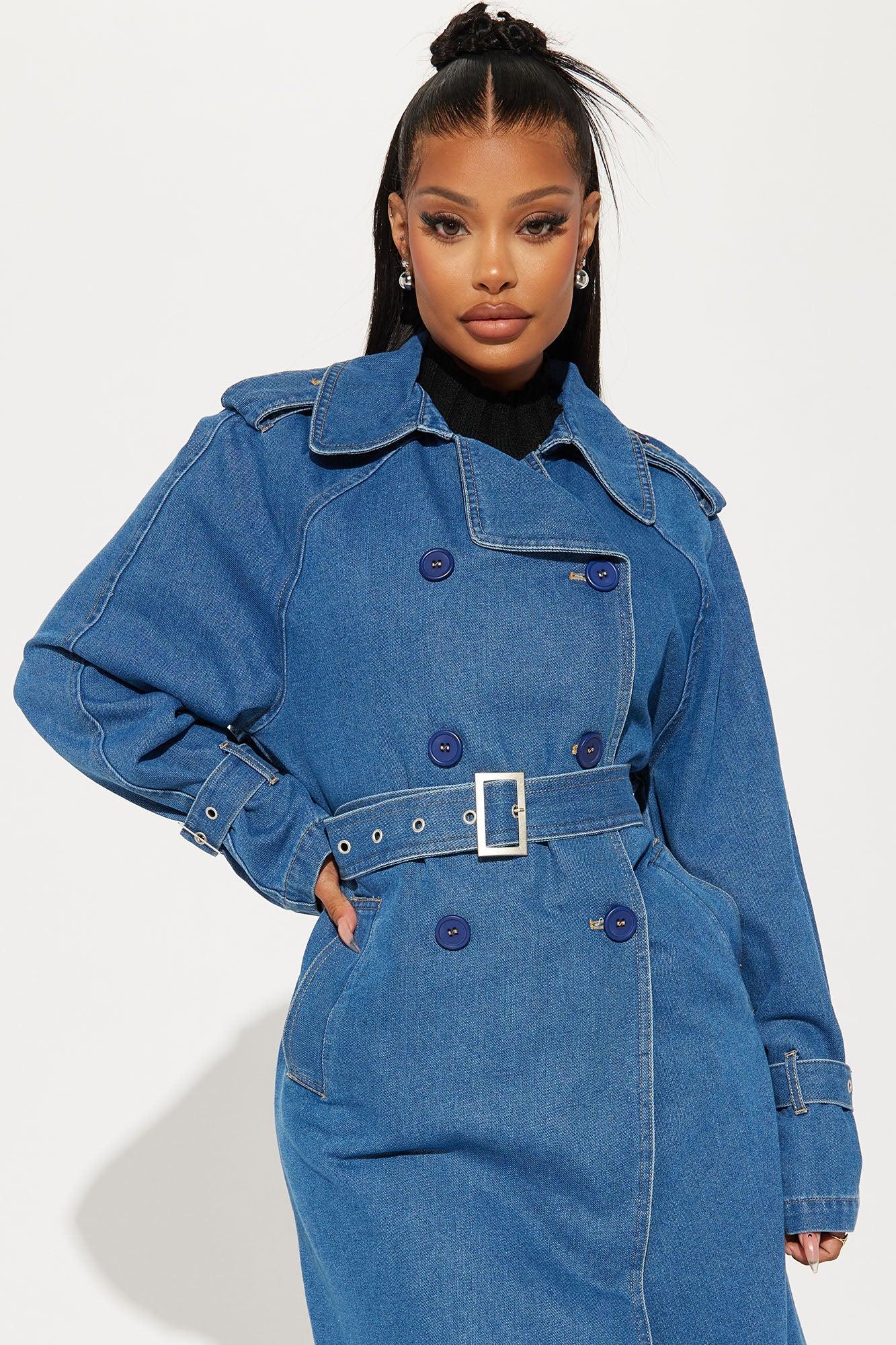 Follow Me Denim Trench - Medium Wash Female Product Image