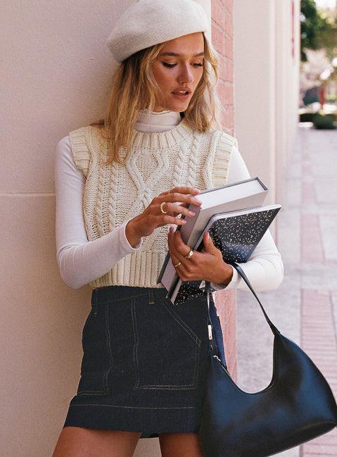 Hughes Mini Skirt Dark Wash Denim Petite Product Image