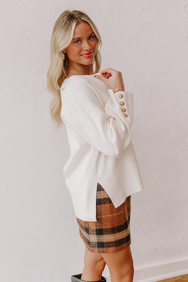 Coffee Shop Cutie Knit Sweater Top in Cream Product Image