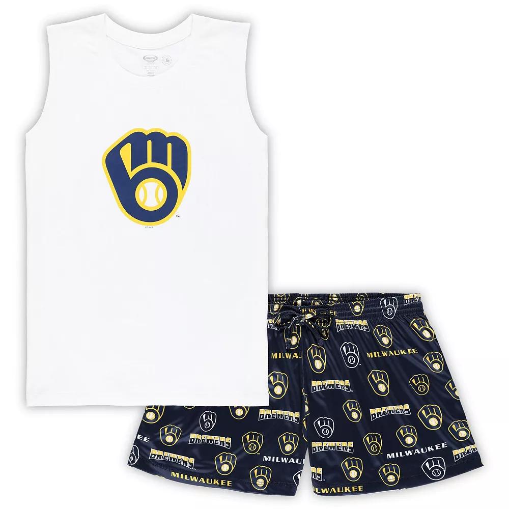 Women's Concepts Sport White/Navy Milwaukee Brewers Plus  Product Image