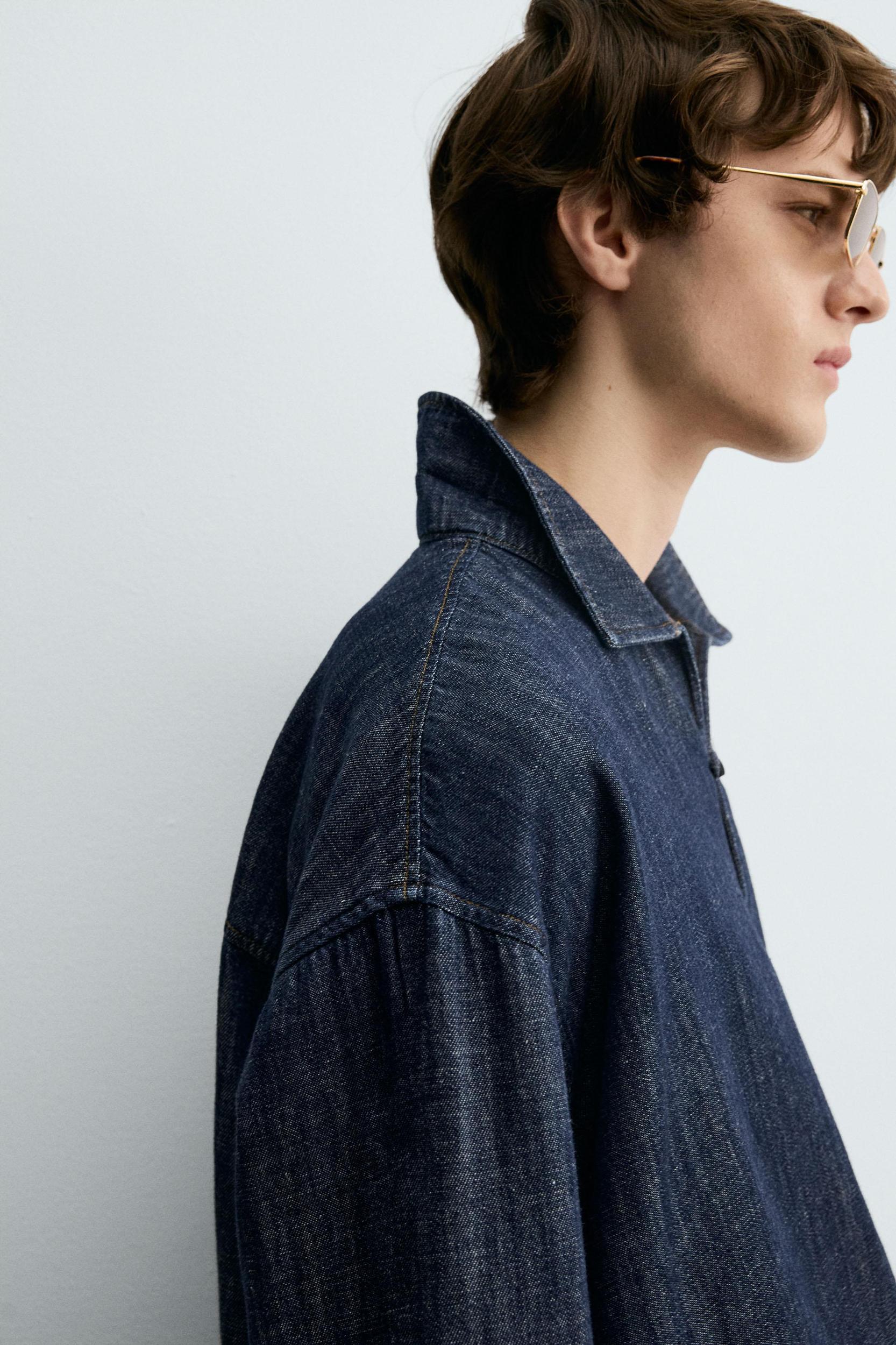 COTTON-LINEN DENIM SHIRT Product Image