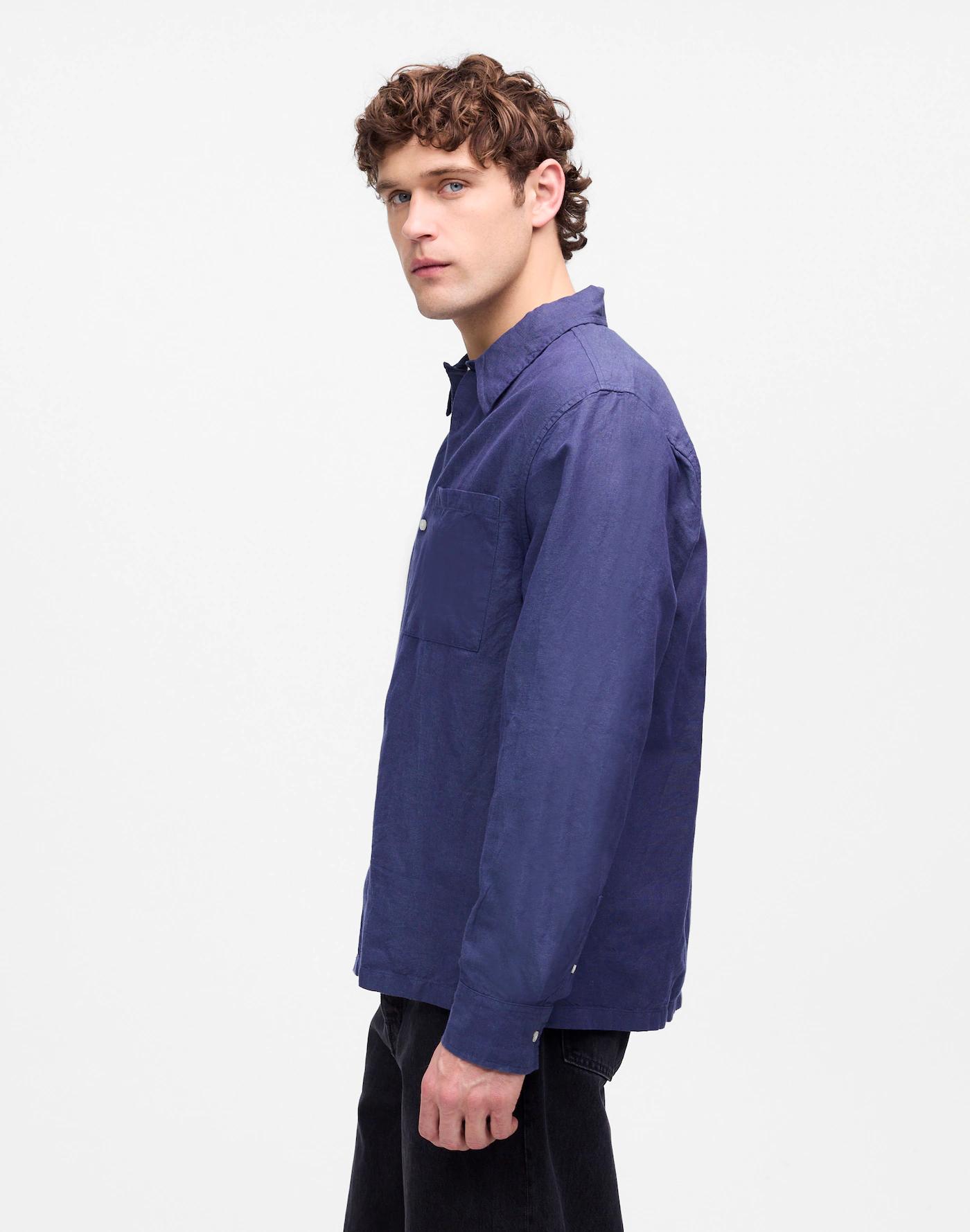 Button-Up Shirt in Cotton-Linen Blend Product Image