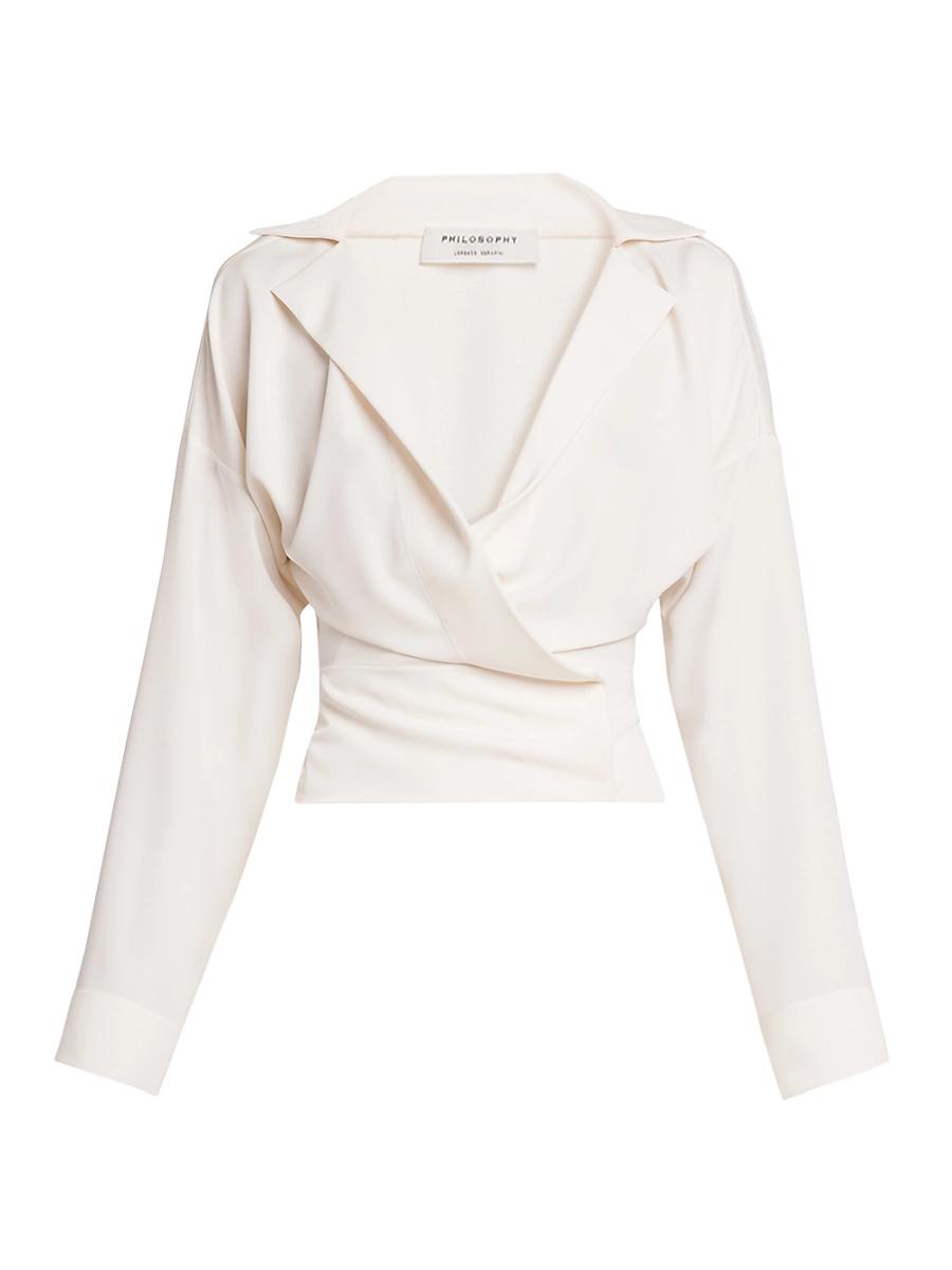 Womens Crepe Surplice-Neck Wrap Blouse Product Image