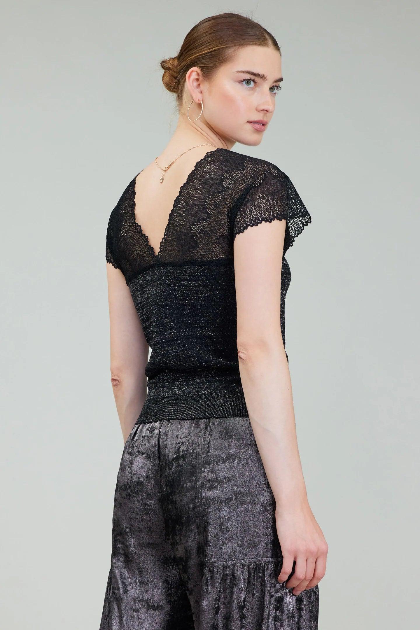 V Neck Woven Combo Sweater Product Image