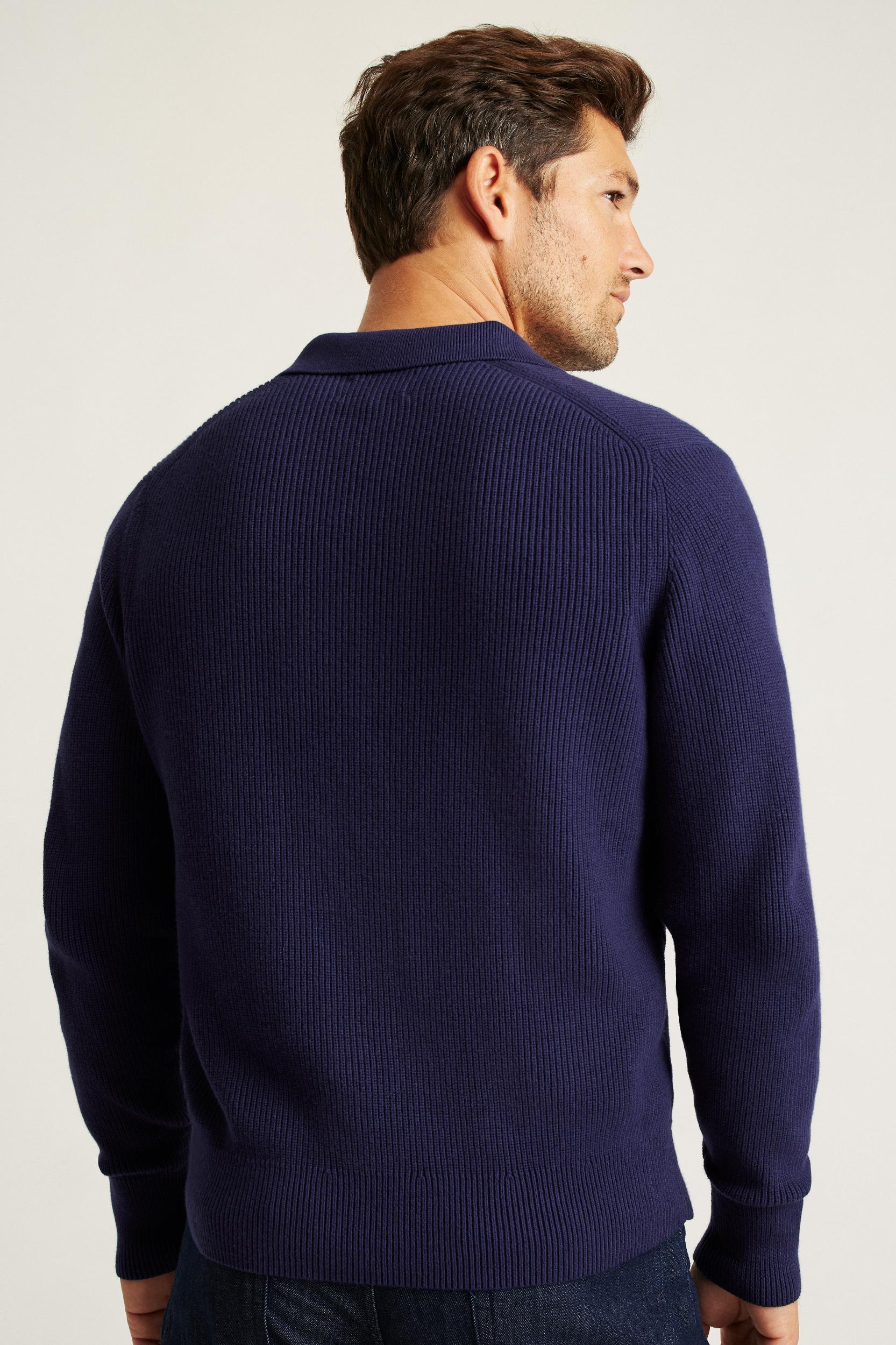 Cotton Cashmere Long Sleeve Sweater Polo Product Image
