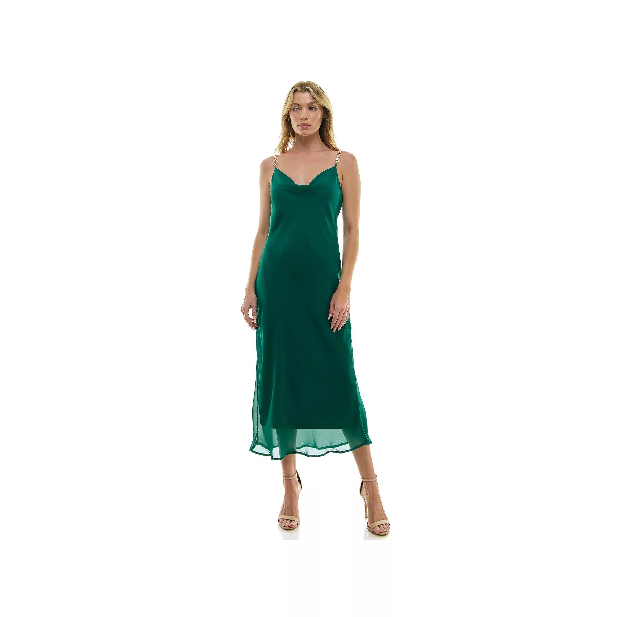 Women's Luxology Novelty Trim Chain Strap Slip Maxi Dress,  Product Image