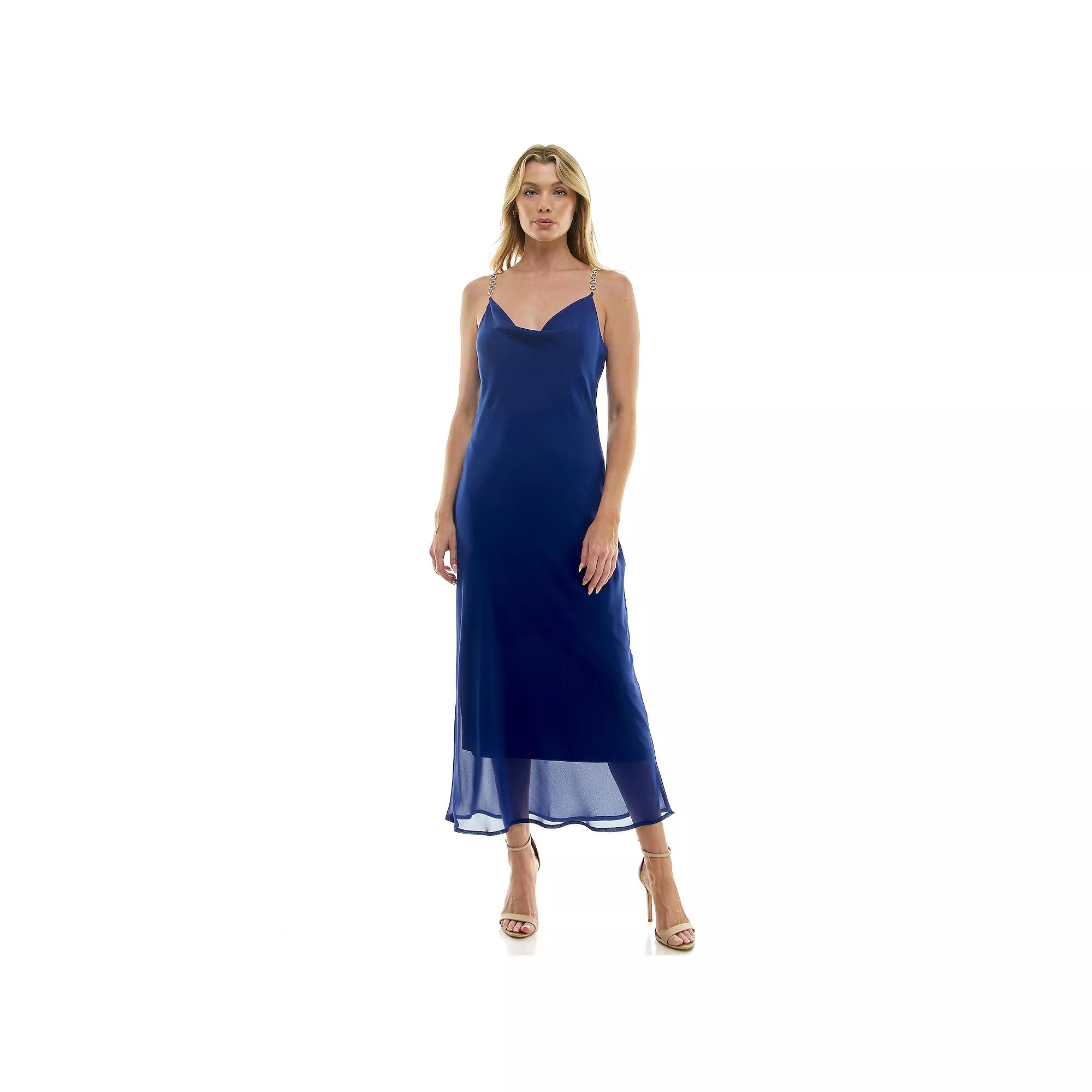 Women's Luxology Novelty Trim Chain Strap Slip Maxi Dress,  Product Image