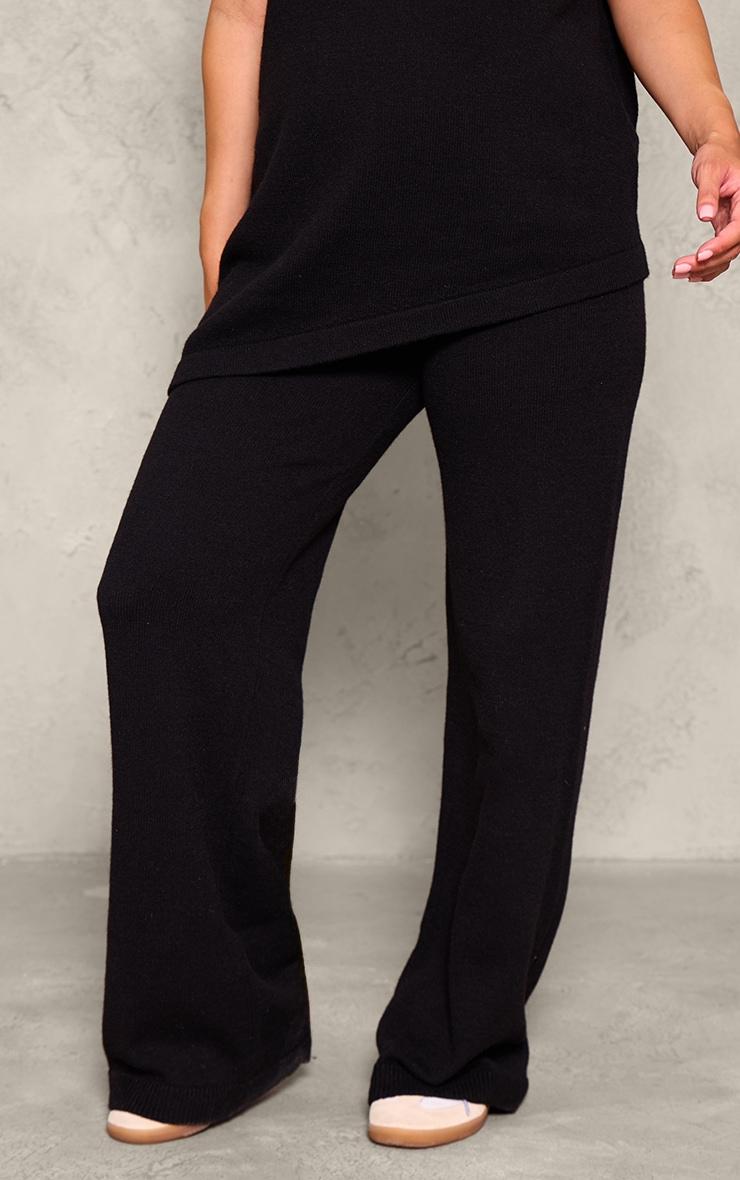Maternity Black Knit Wide Leg Pants Product Image