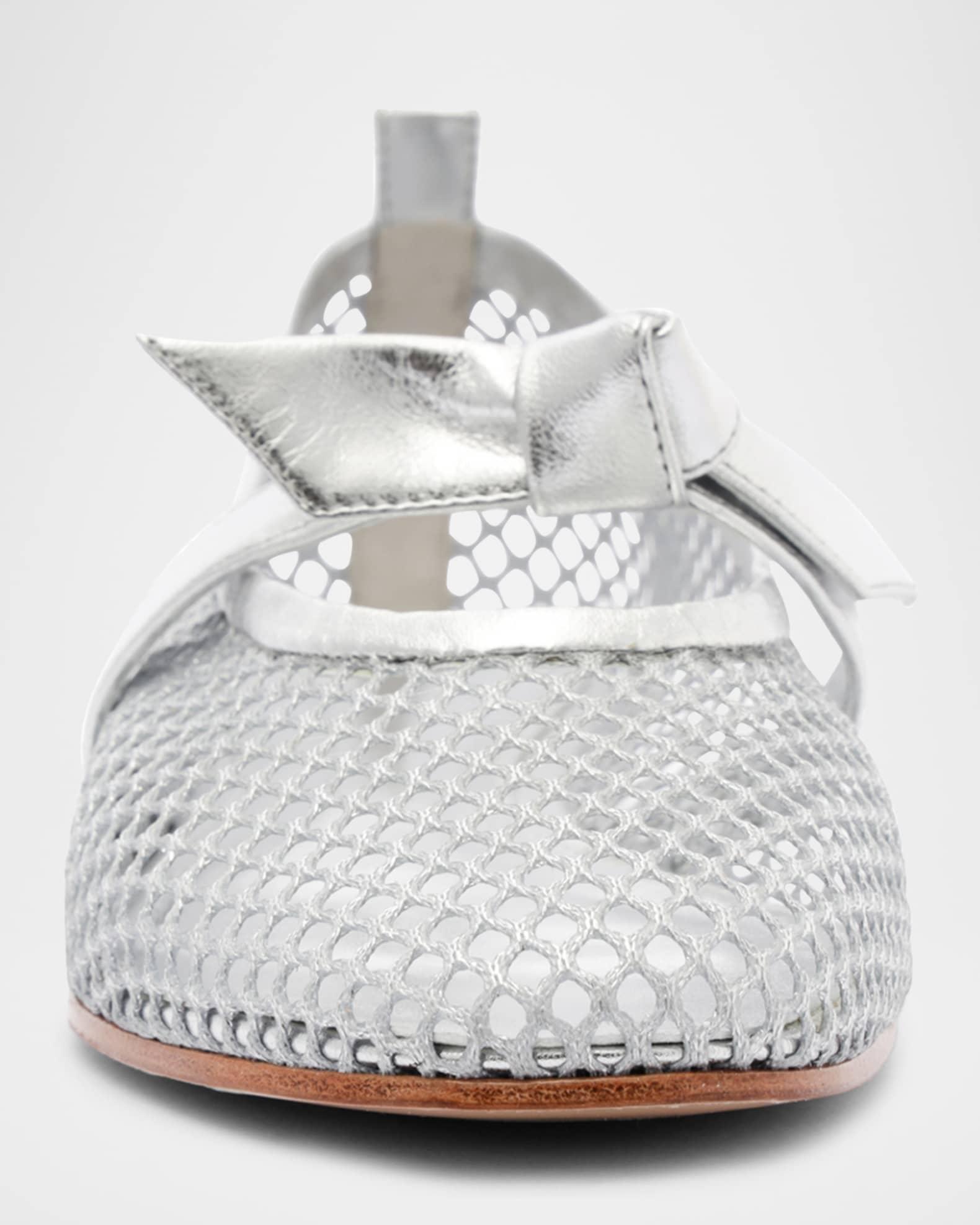 Clarita Metallic Bow Fishnet Ballerina Flats Product Image