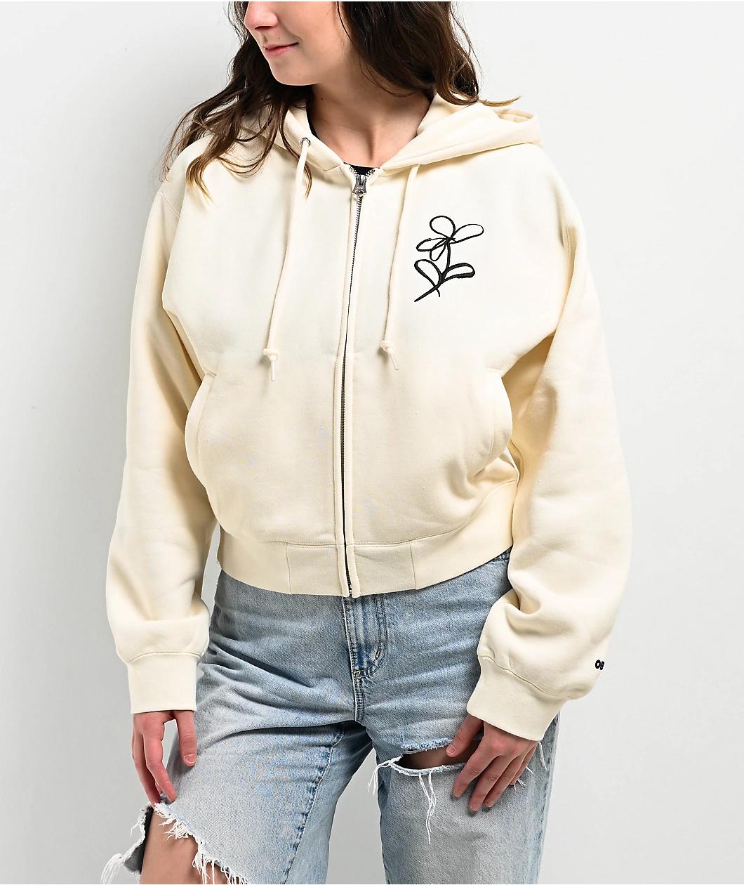 Obey Chalk Writing Unbleached Zip Hoodie Product Image