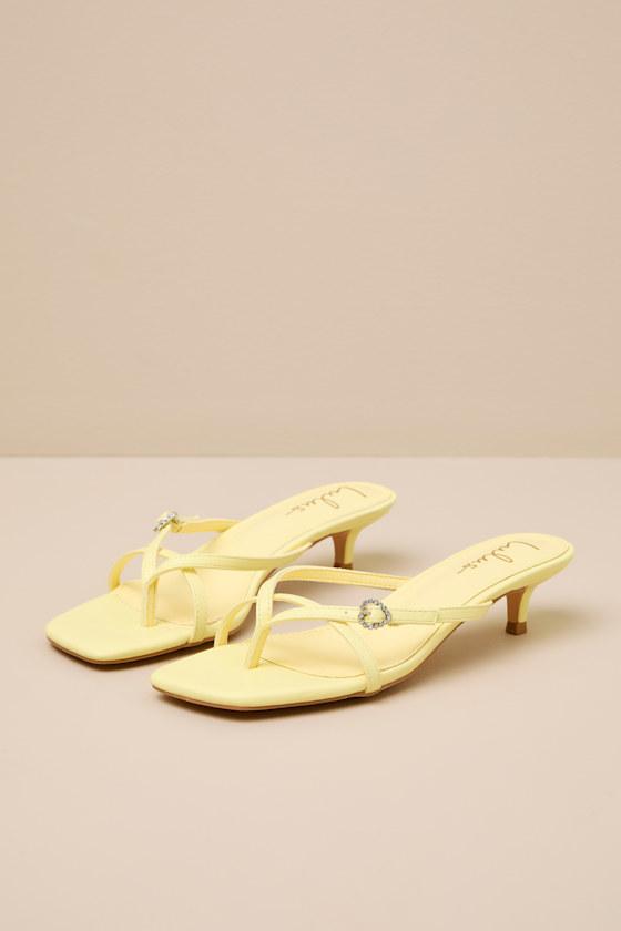 Noreen Celestial Yellow Thong Kitten Heel Sandals Product Image