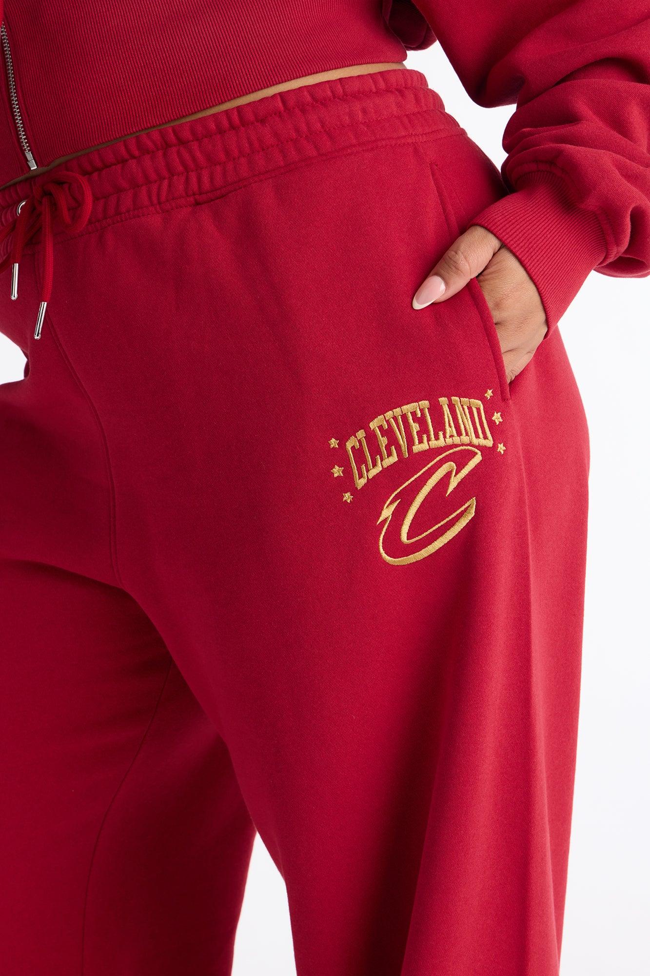 NBA Cleveland Cavaliers Fleece Wide Leg Pants - Wine Female Product Image