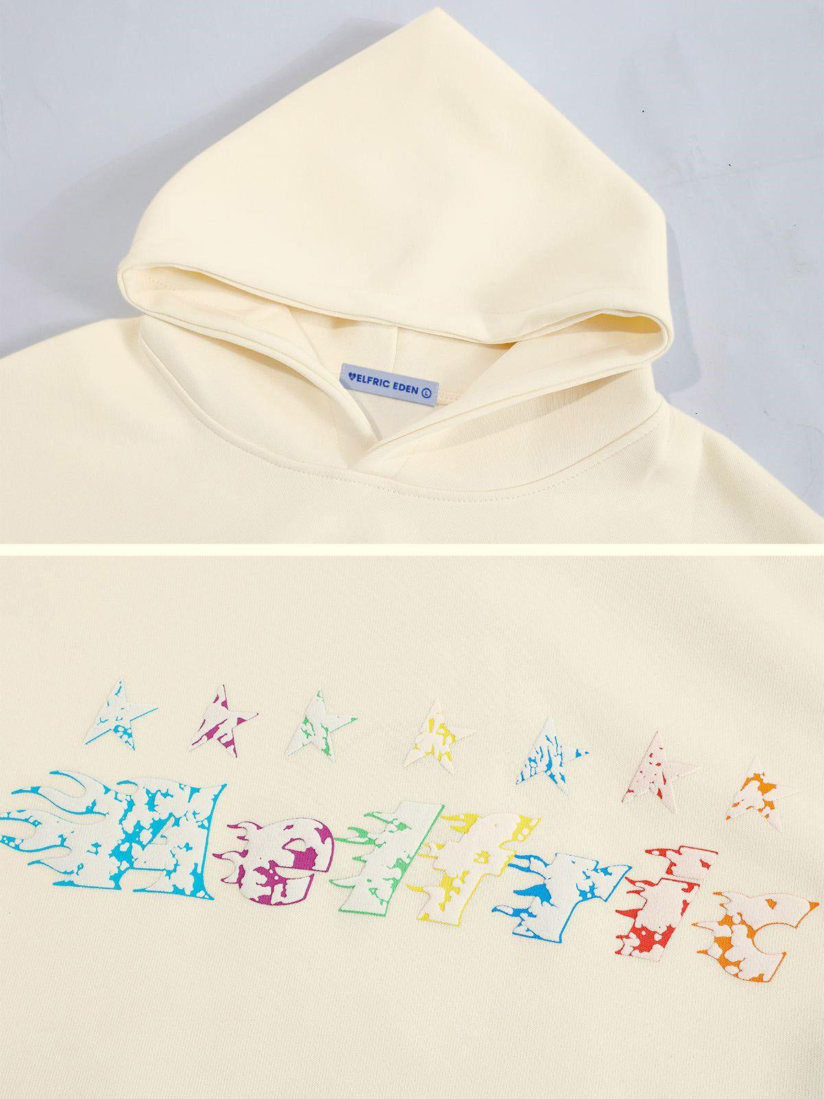 Aelfric Eden Star Embroidery Graffiti Pullover Hoodie Product Image
