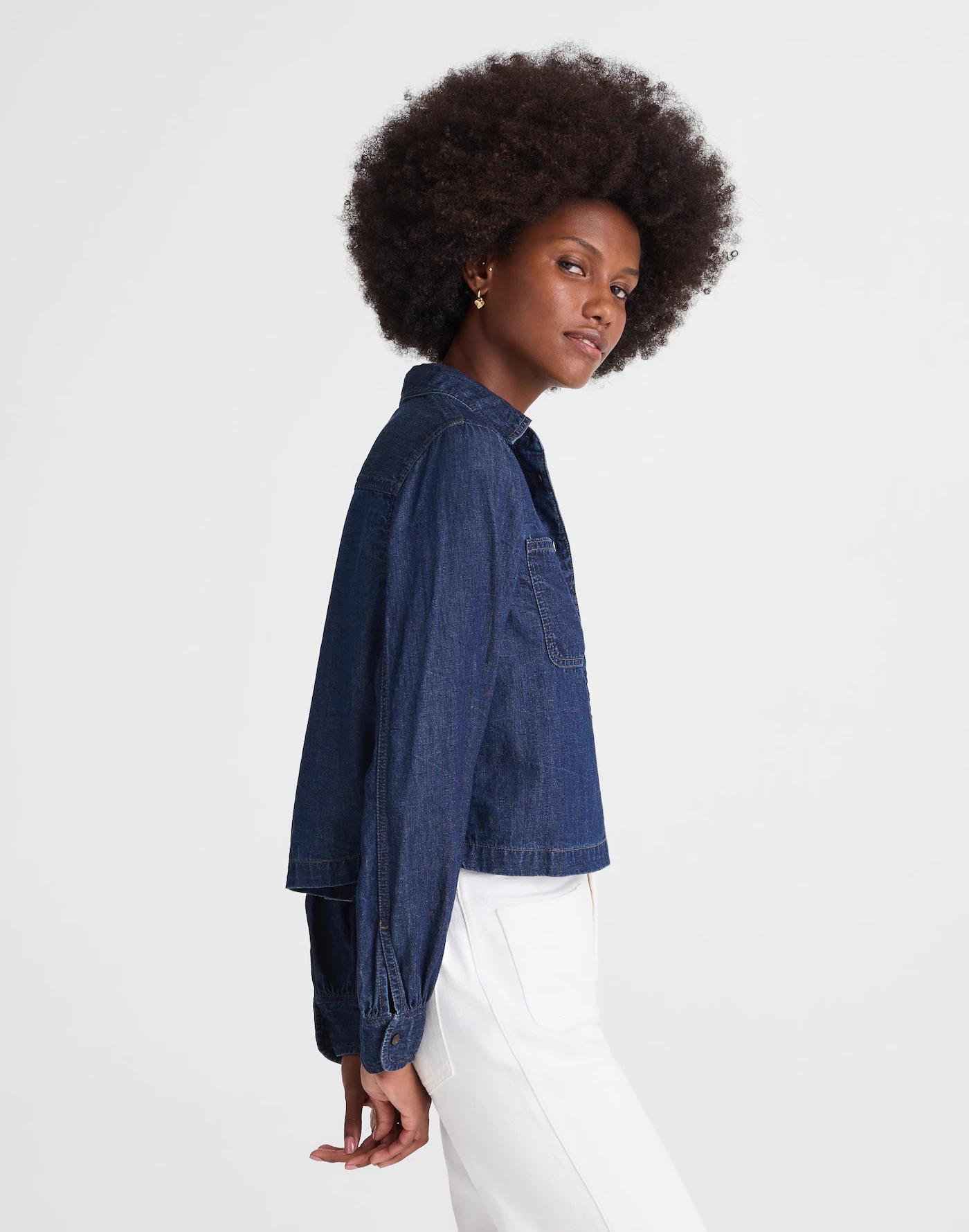 Denim Patch Pocket Button-Up Top Product Image