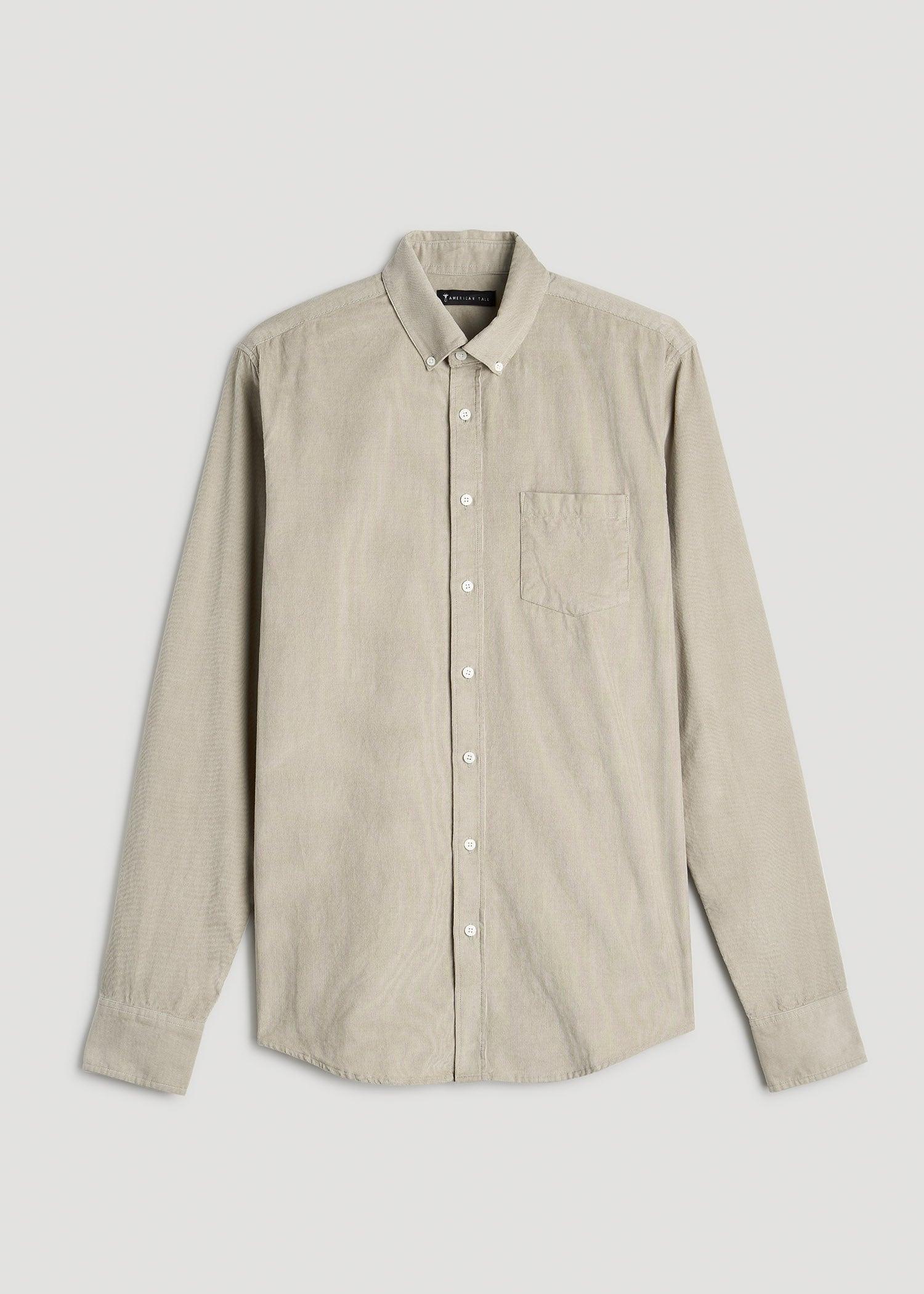 Pincord Button Shirt for Tall Men in Stone Male Product Image