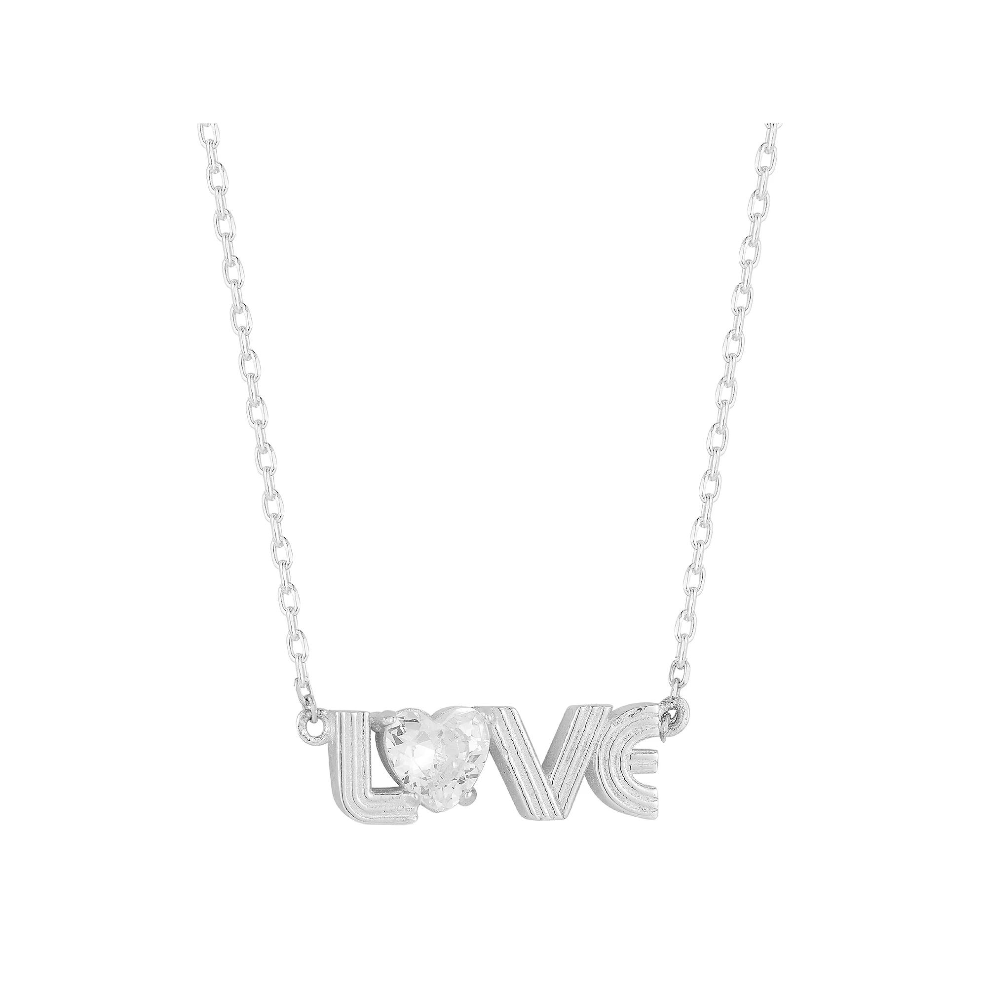Sunkissed Sterling Cubic Zirconia LOVE Necklace, Women's, Size: 18", Silver Tone Product Image