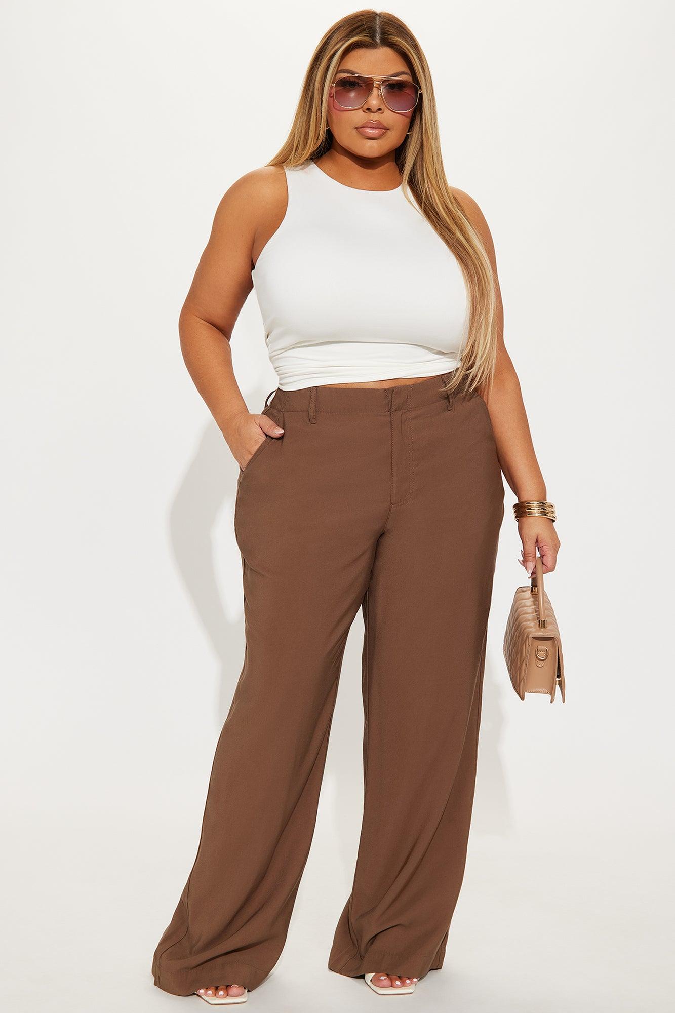 Harlow Wide Leg Trouser - Mocha Product Image