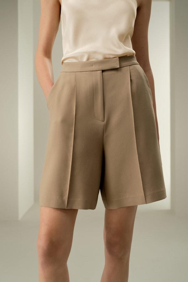 LILYSILK Womens Shorts - Black Wool-Silk Blend - Ultimate Luxury Laid-Back Fit Shorts 4 Product Image