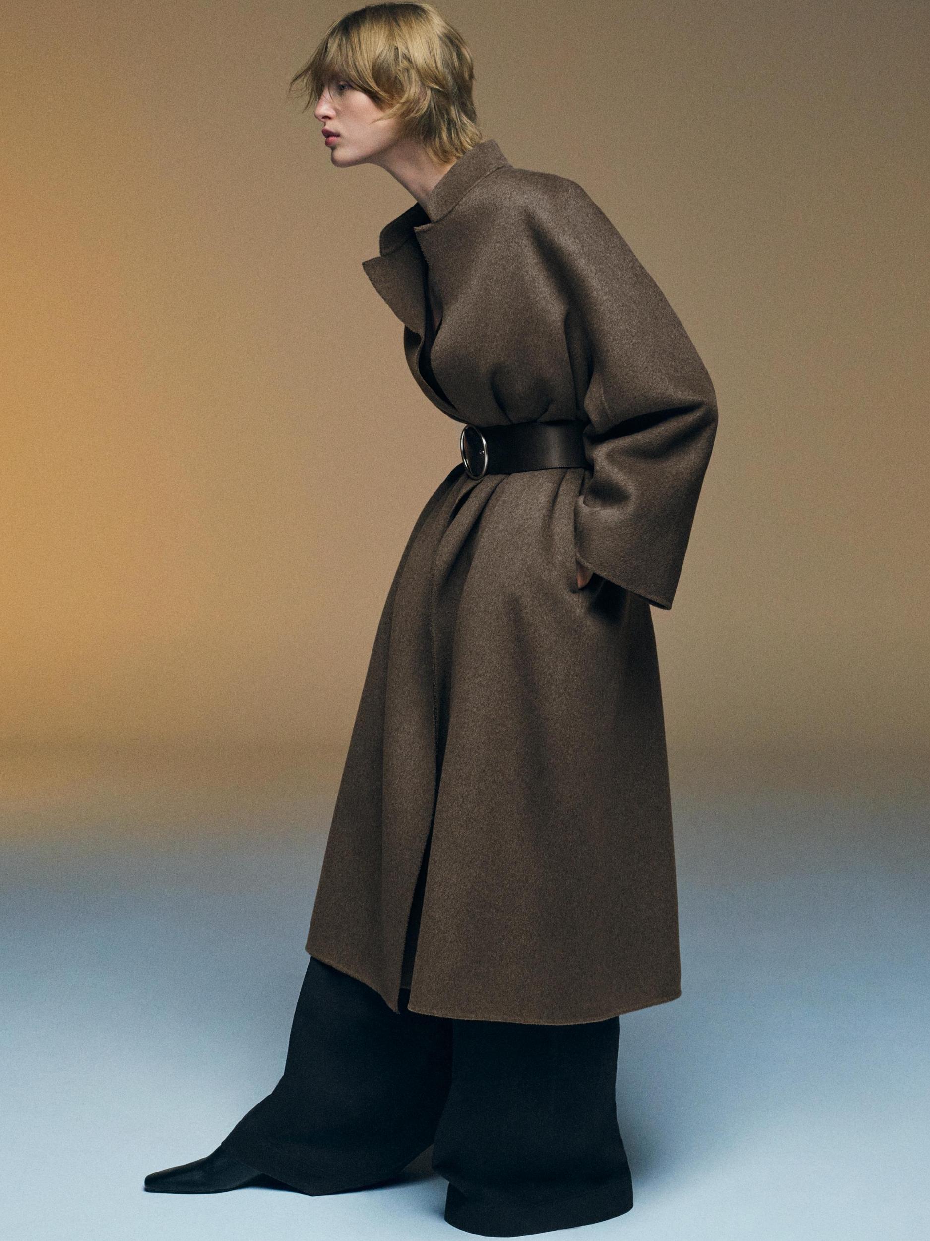 Long open wool blend coat Product Image