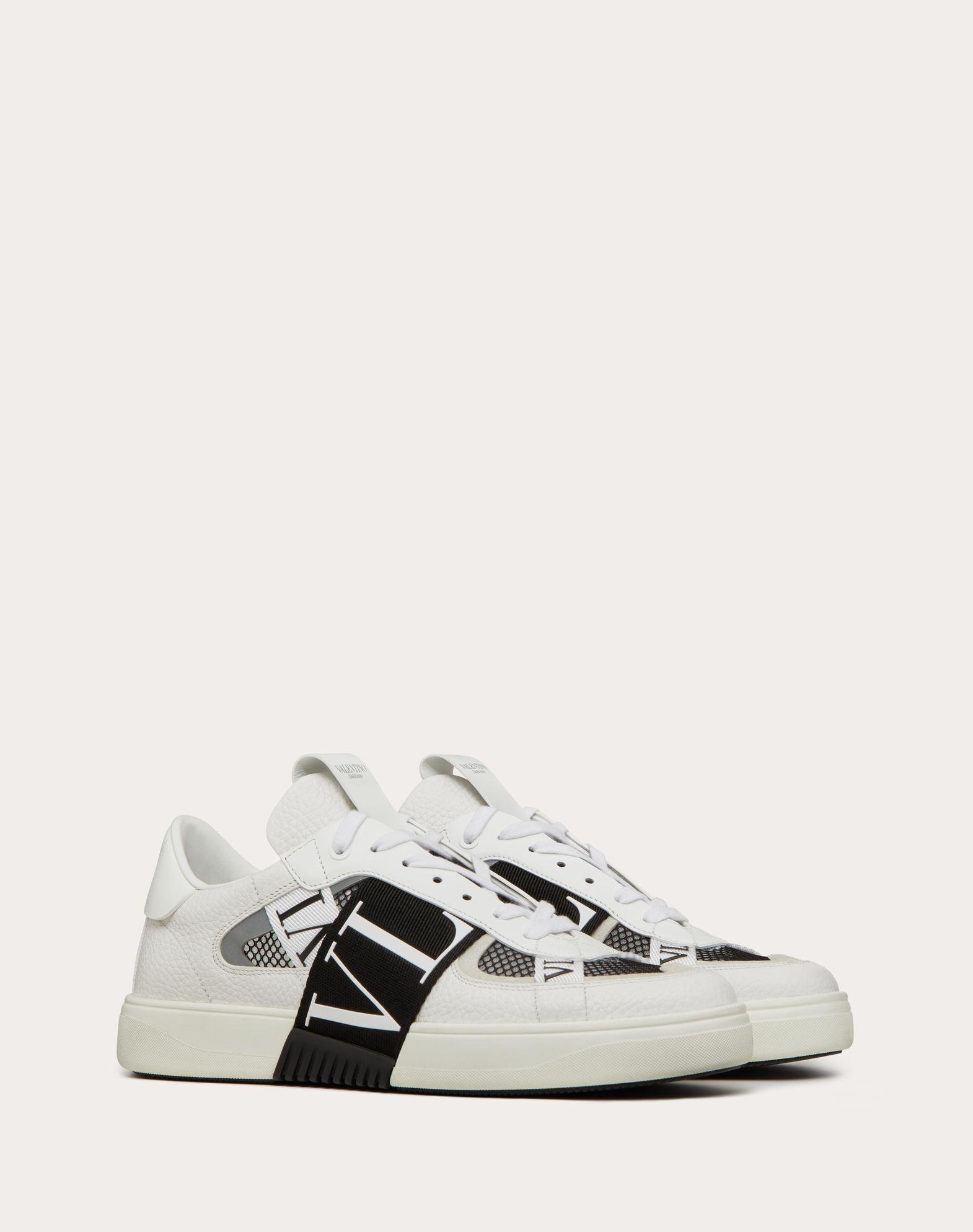 VL7N LOW-TOP SNEAKERS IN CALFSKIN AND MESH FABRIC WITH BANDS Product Image