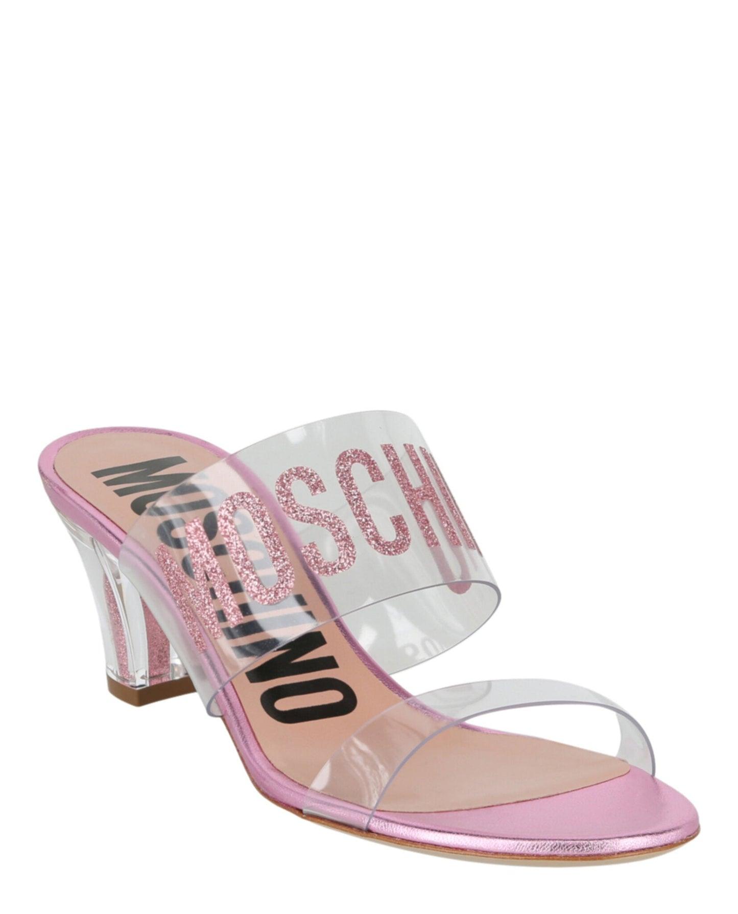 Moschino Glitter Logo Heel Sandals Female Product Image