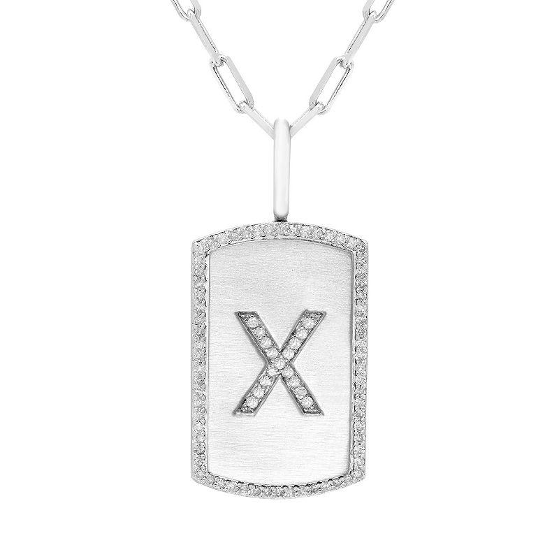 It's Personal Initial Sterling Silver & 1/4 Carat T.W. Diamond Dog Tag Necklace, Women's,  Product Image