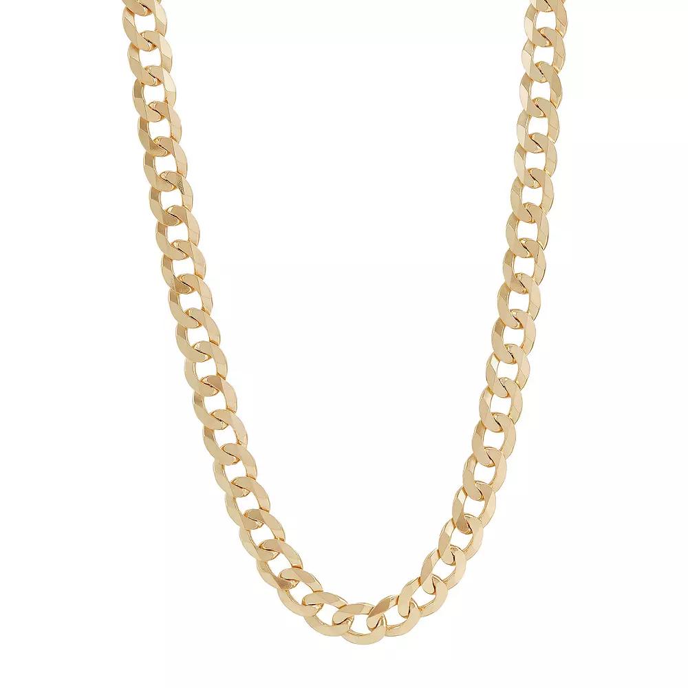 Everlasting Silver Gold Over Silver Solid Curb Chain Necklace, Women's,  Product Image