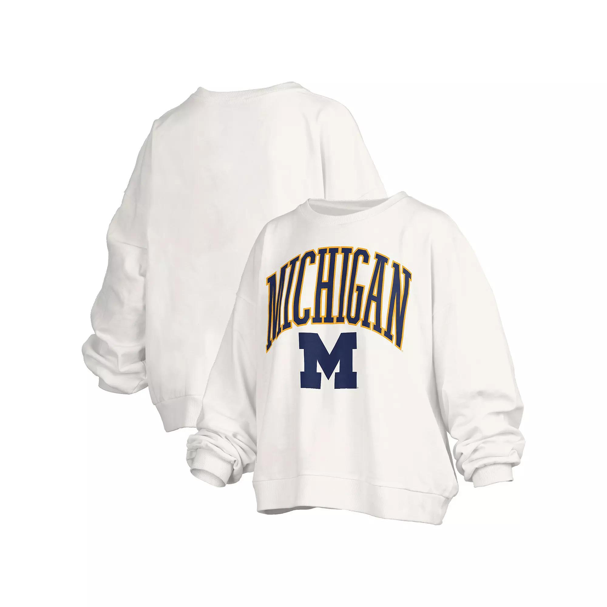 Women's Pressbox White Michigan Wolverines Janise Arch Over Logo Waist Length Over Product Image