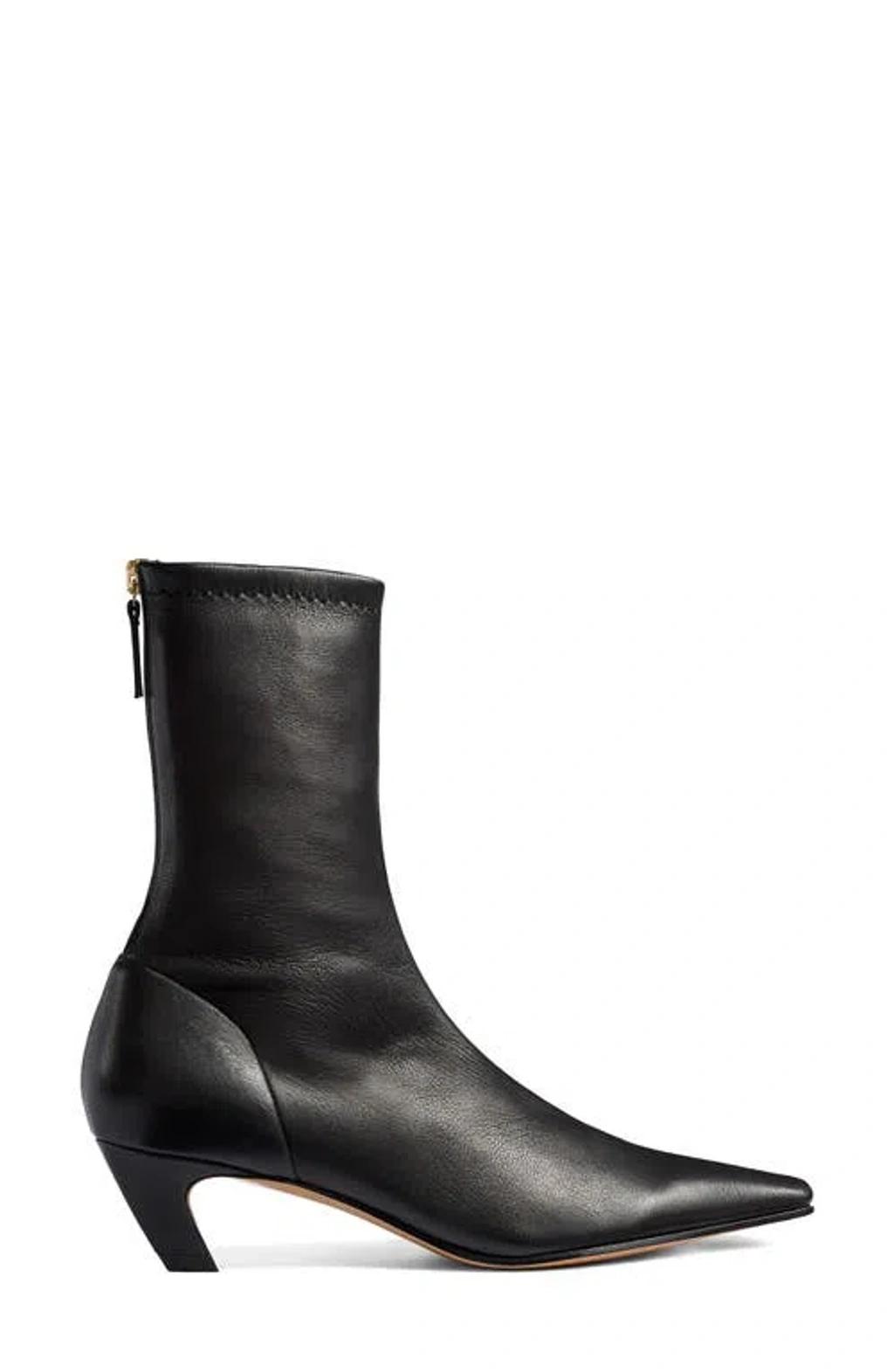 KHAITE Arizona 50 Leather Ankle Boots In Black Product Image