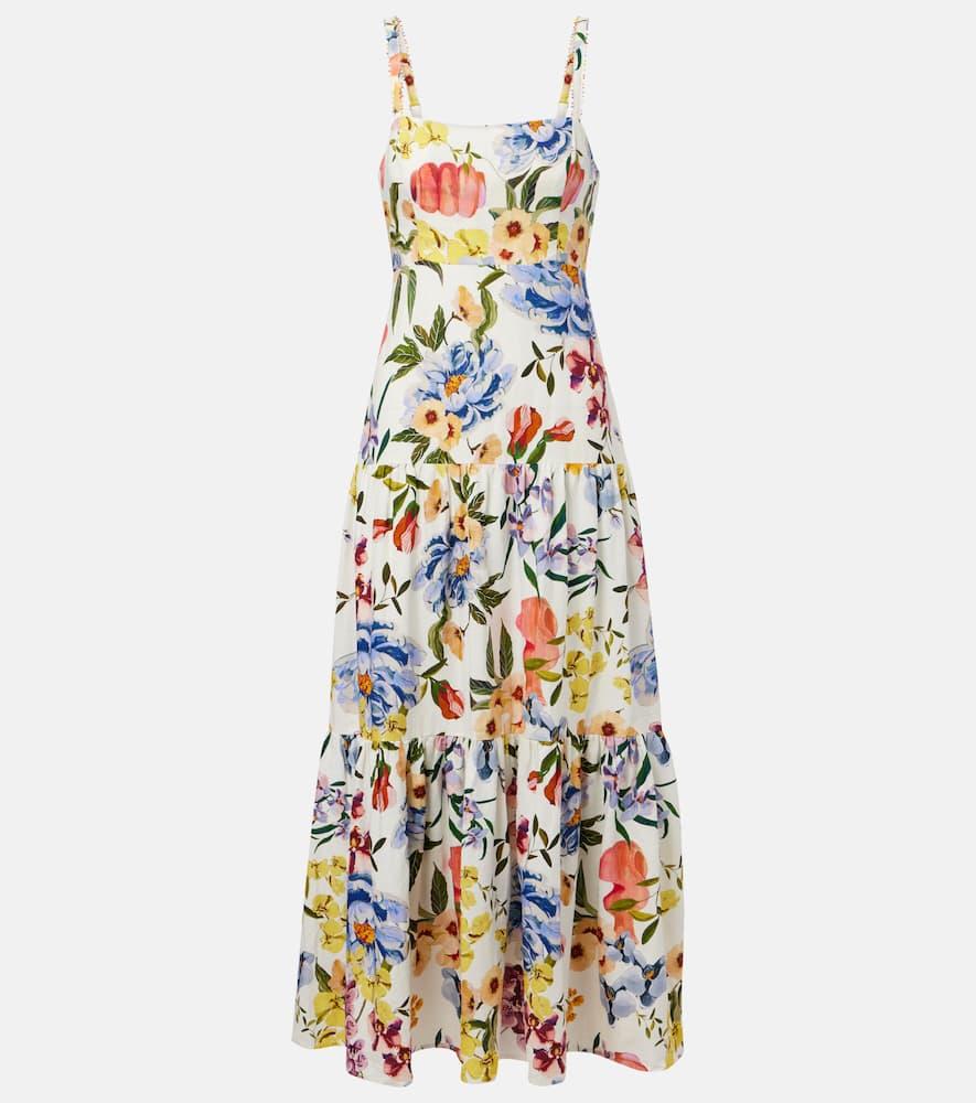 FARM RIO Off-white Greek Garden Lenzing Ecovero Euroflax Maxi Dress In Greek Garden Off-white Product Image