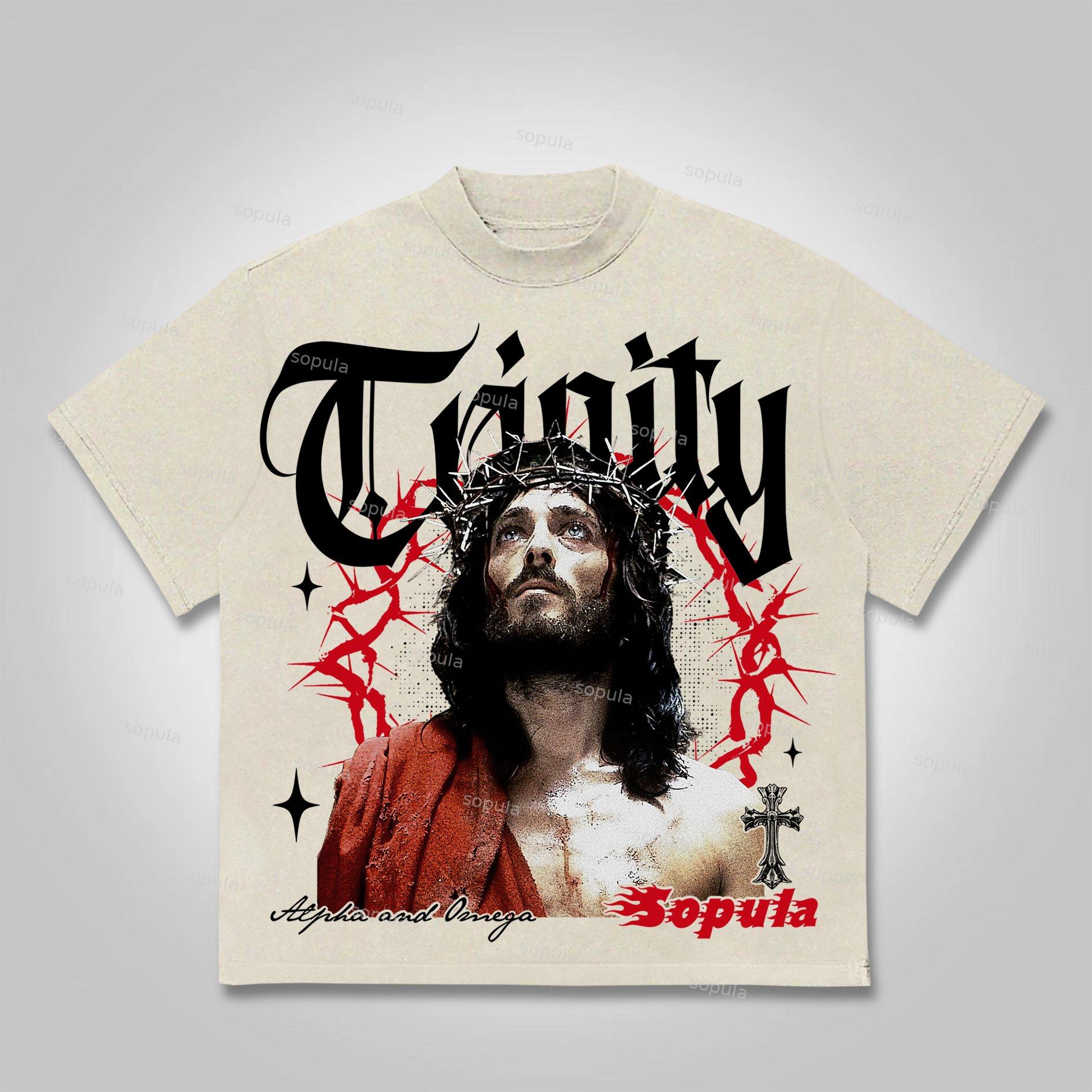 Vintage Thorn Jesus Graphic Cotton T-shirt Product Image