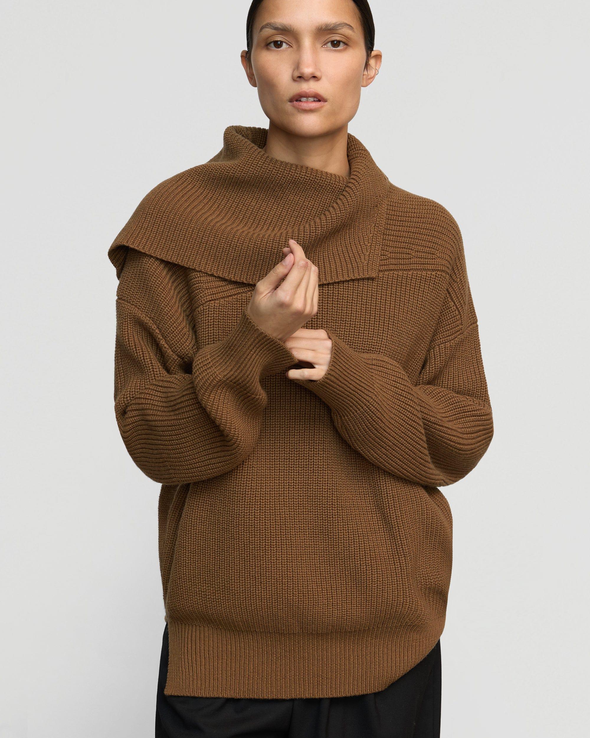 Ezra Organic Cotton-Wool Foldover-Collar Sweater Product Image