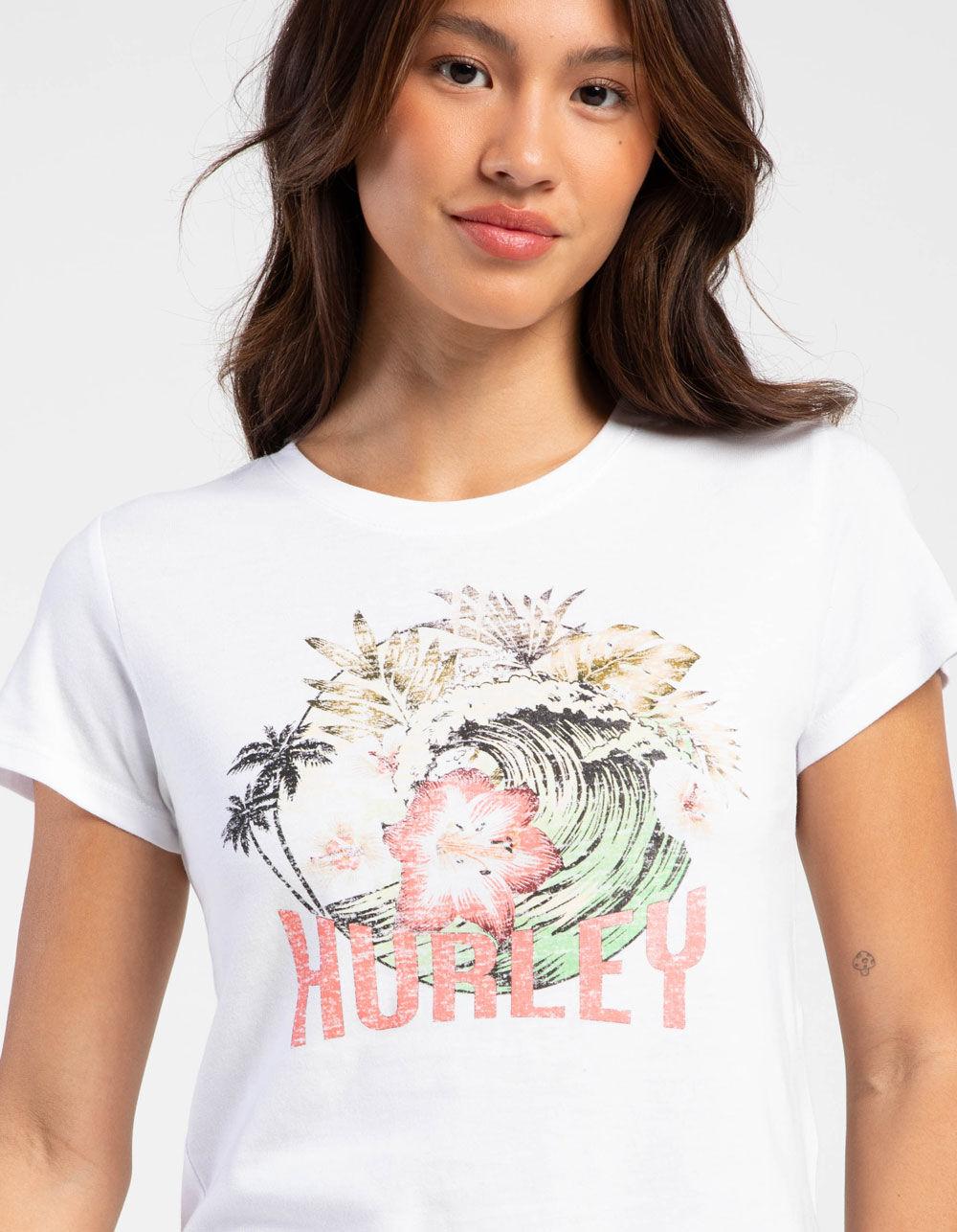 HURLEY Highland Tropics Womens Baby Tee - WHITE Product Image