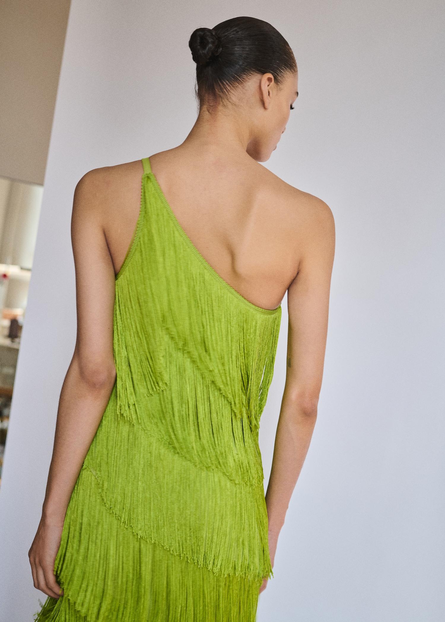 Asymmetrical fringed midi-dress - Women | MANGO USA Product Image