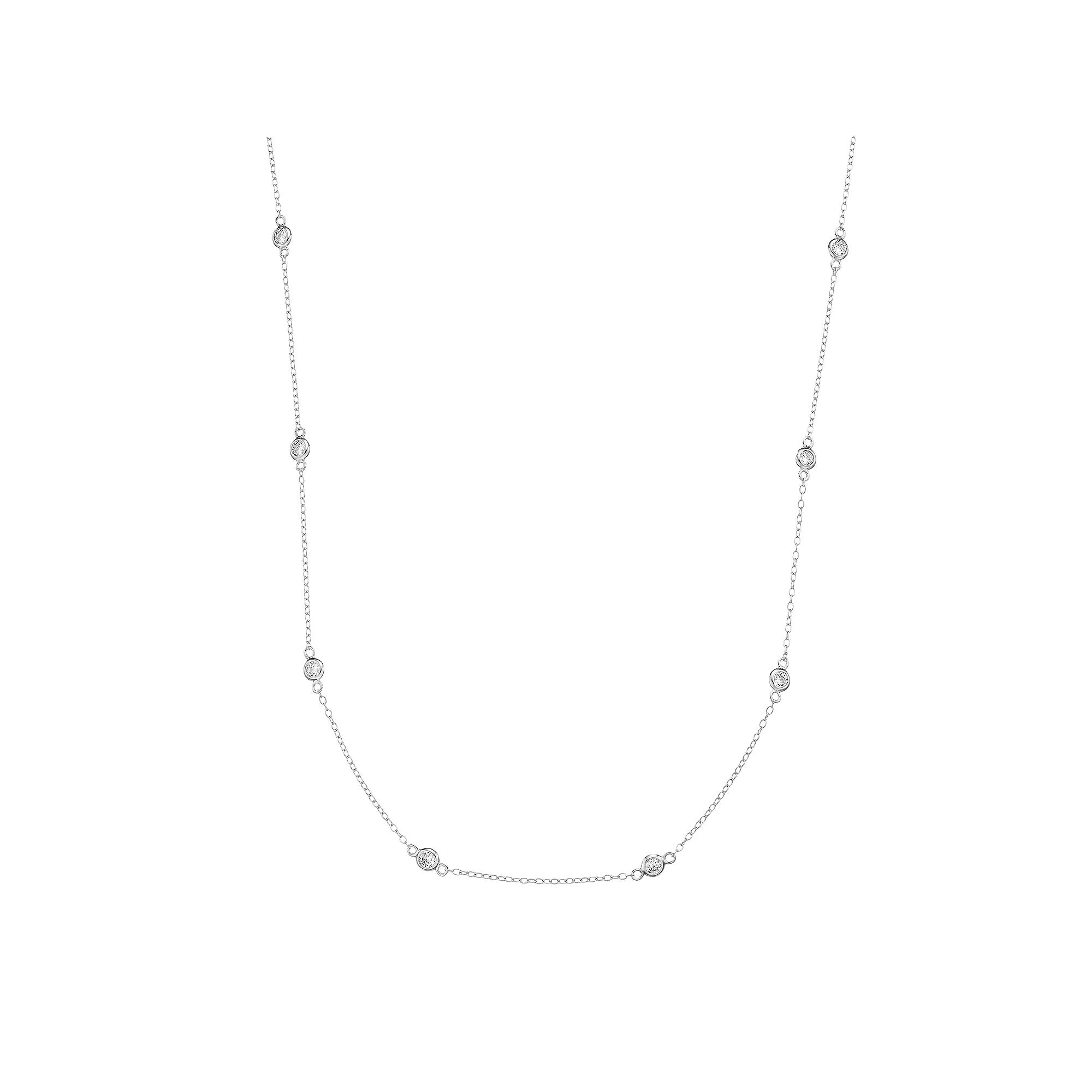 Sterling Silver Cubic Zirconia Station Necklace, Womens Product Image
