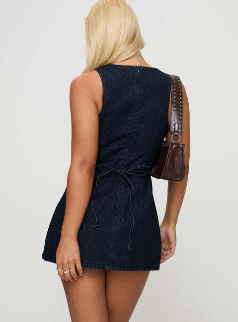 Ainsleigh Shift Denim Playsuit Mid Wash Product Image