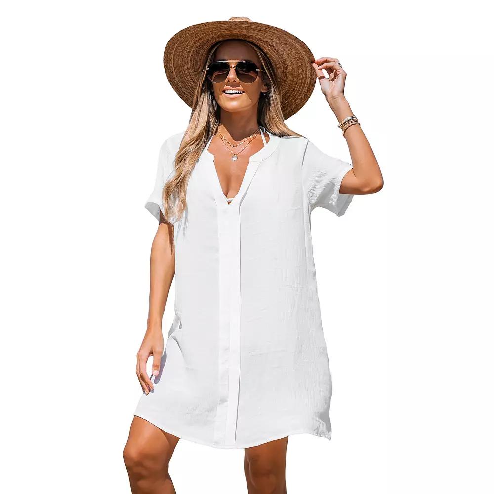 Women's Cupshe V-Neck Swim Cover-Up Mini Dress,  Product Image
