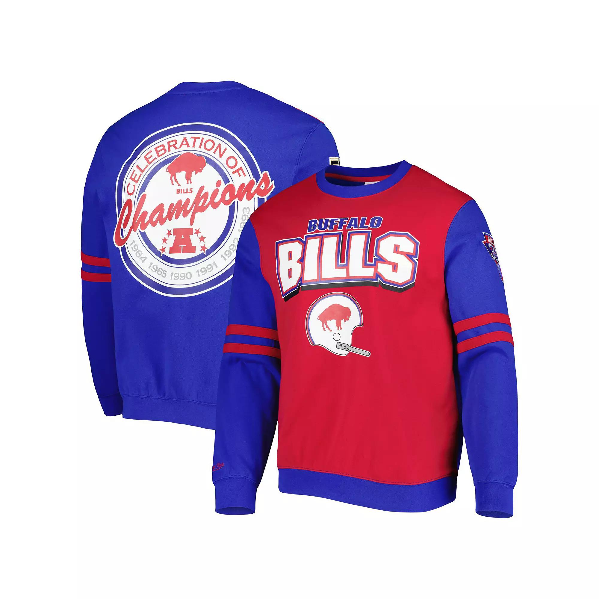 Men's Mitchell & Ness Red Buffalo Bills All Over 2.0 Pullover Sweatshirt,  Product Image