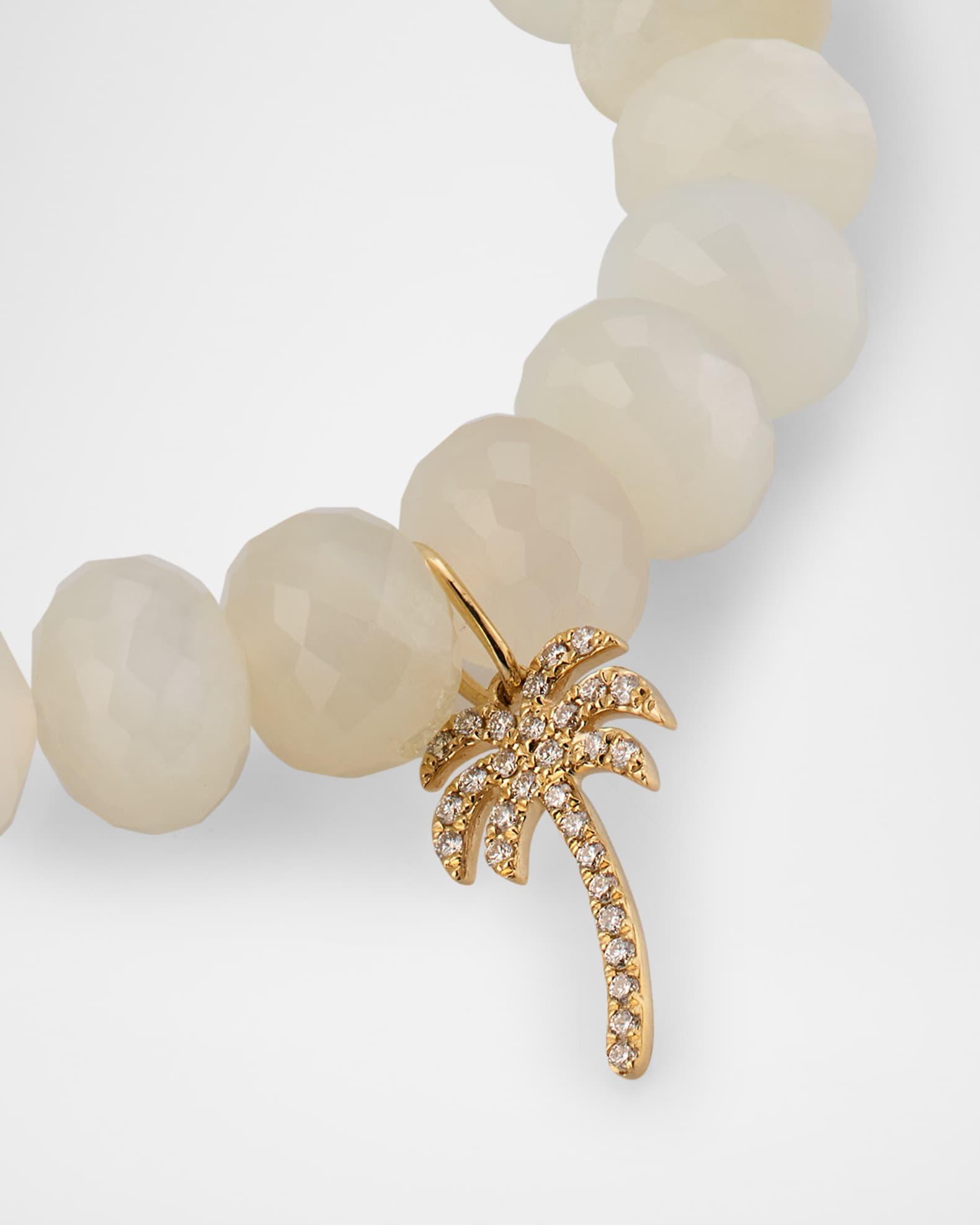 Micro Pave Palm Tree Charm on Moonstone Beaded Bracelet Product Image