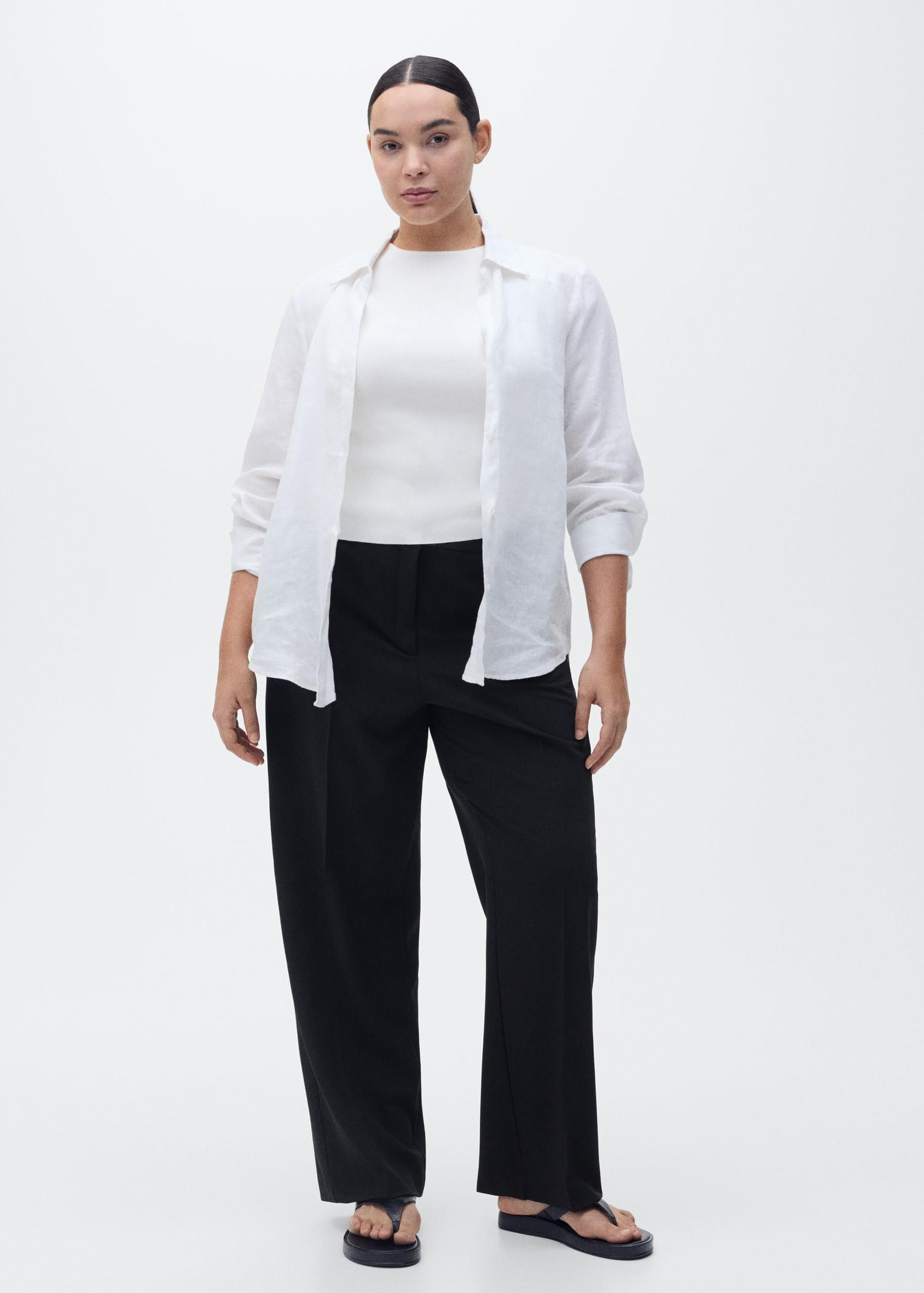 Straight mid-rise pants - Women | MANGO USA Product Image