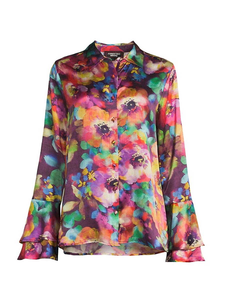 Womens Elektra Flounce-Sleeve Shirt Product Image