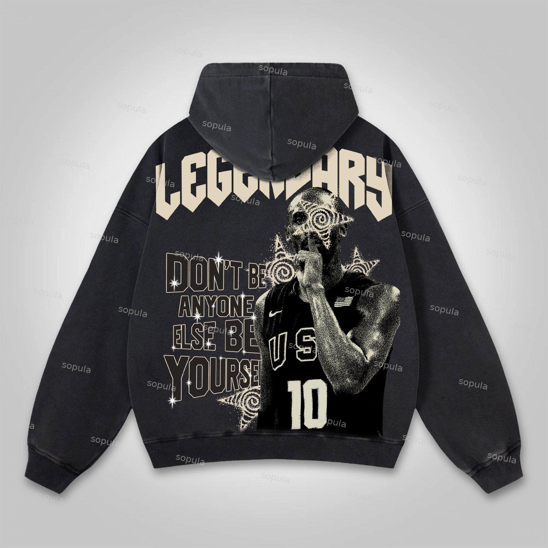 Vintage Pattern Print Acid Washed Oversized Hoodie Product Image