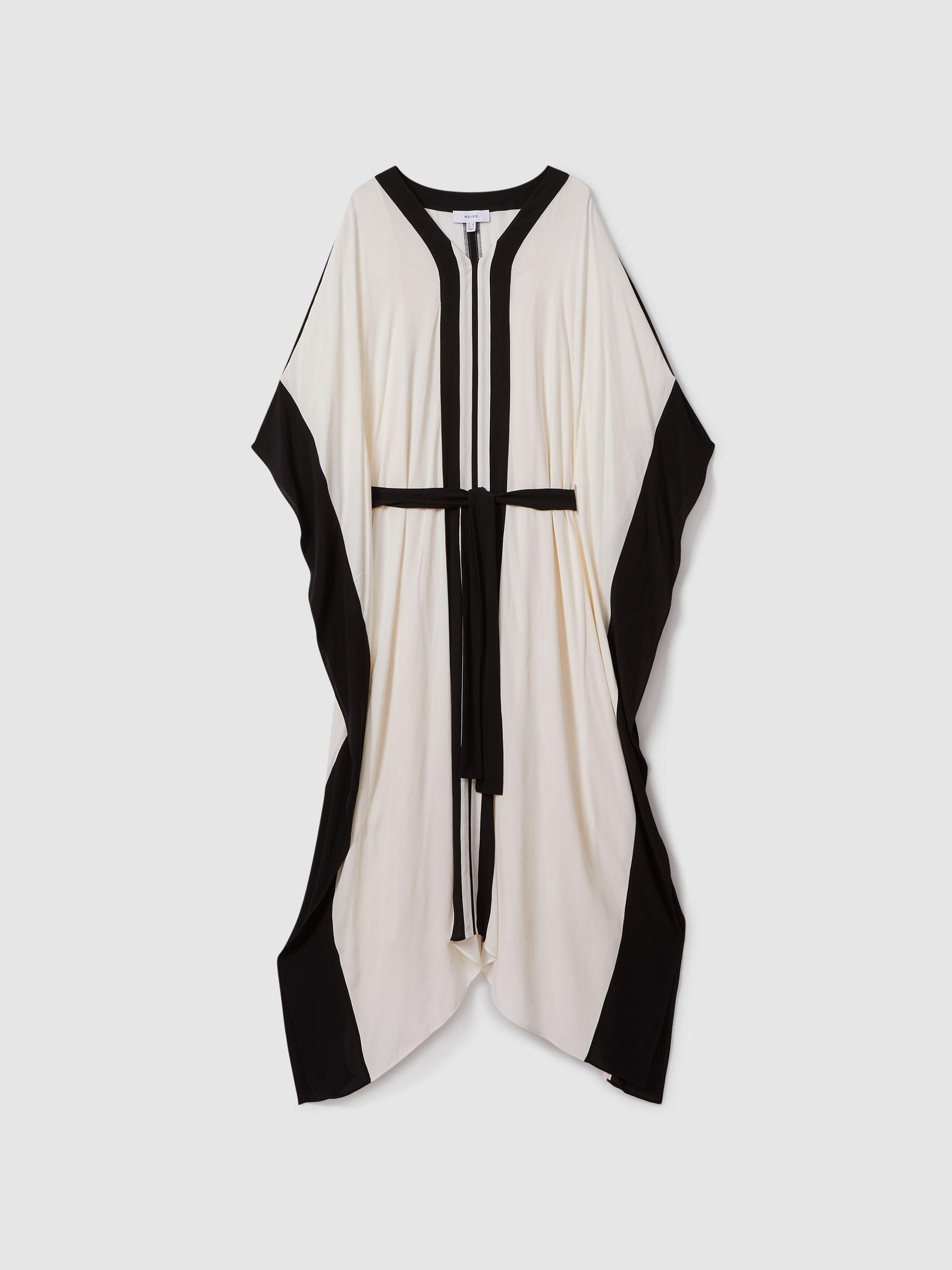 Colourblock Draped Maxi Dress in Cream/Black Product Image