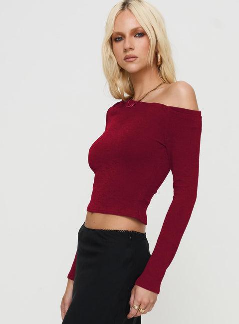 Malian Long Sleeve Top Burgundy Product Image
