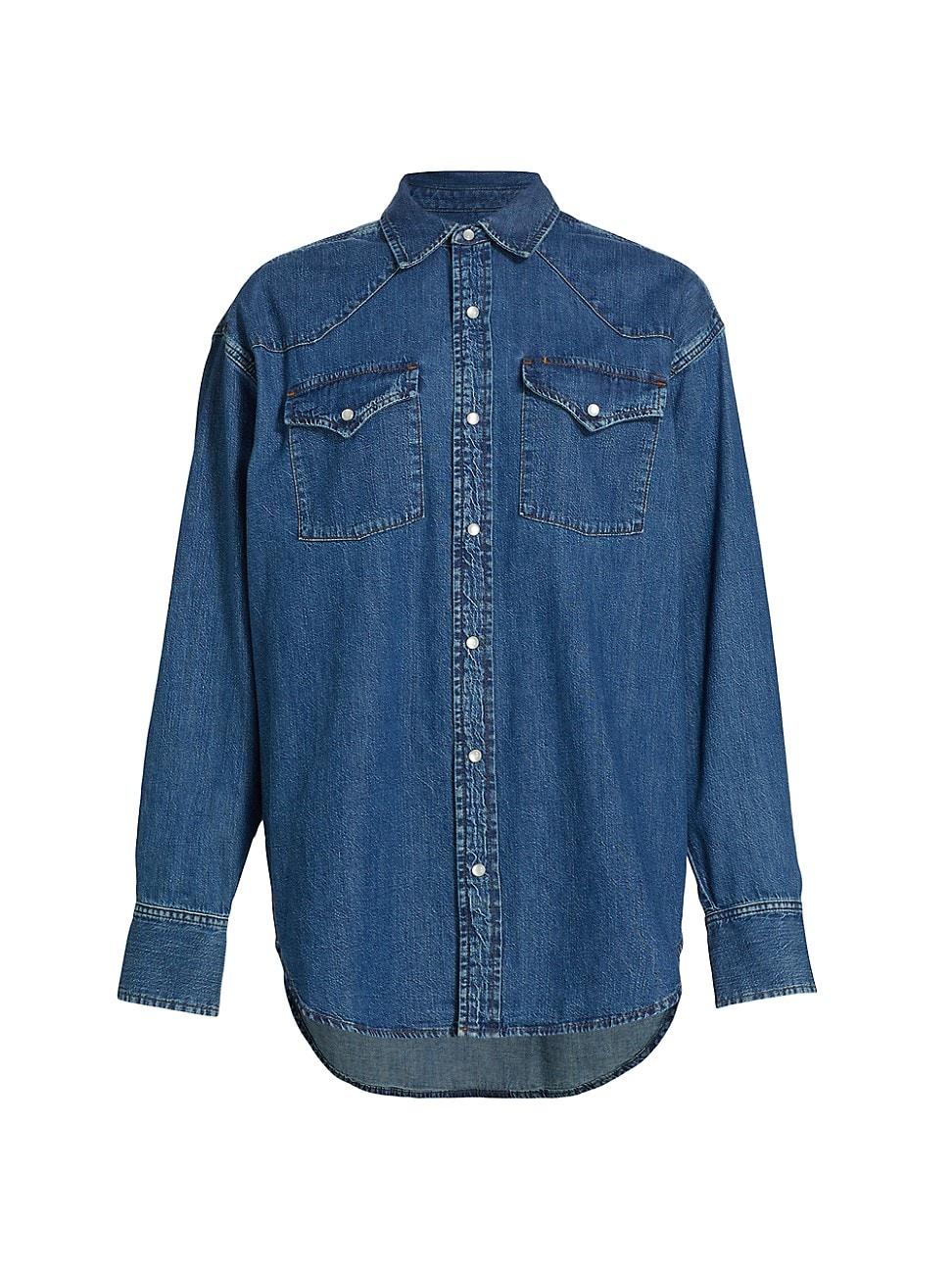 Womens Oversized Denim Western Shirt Product Image