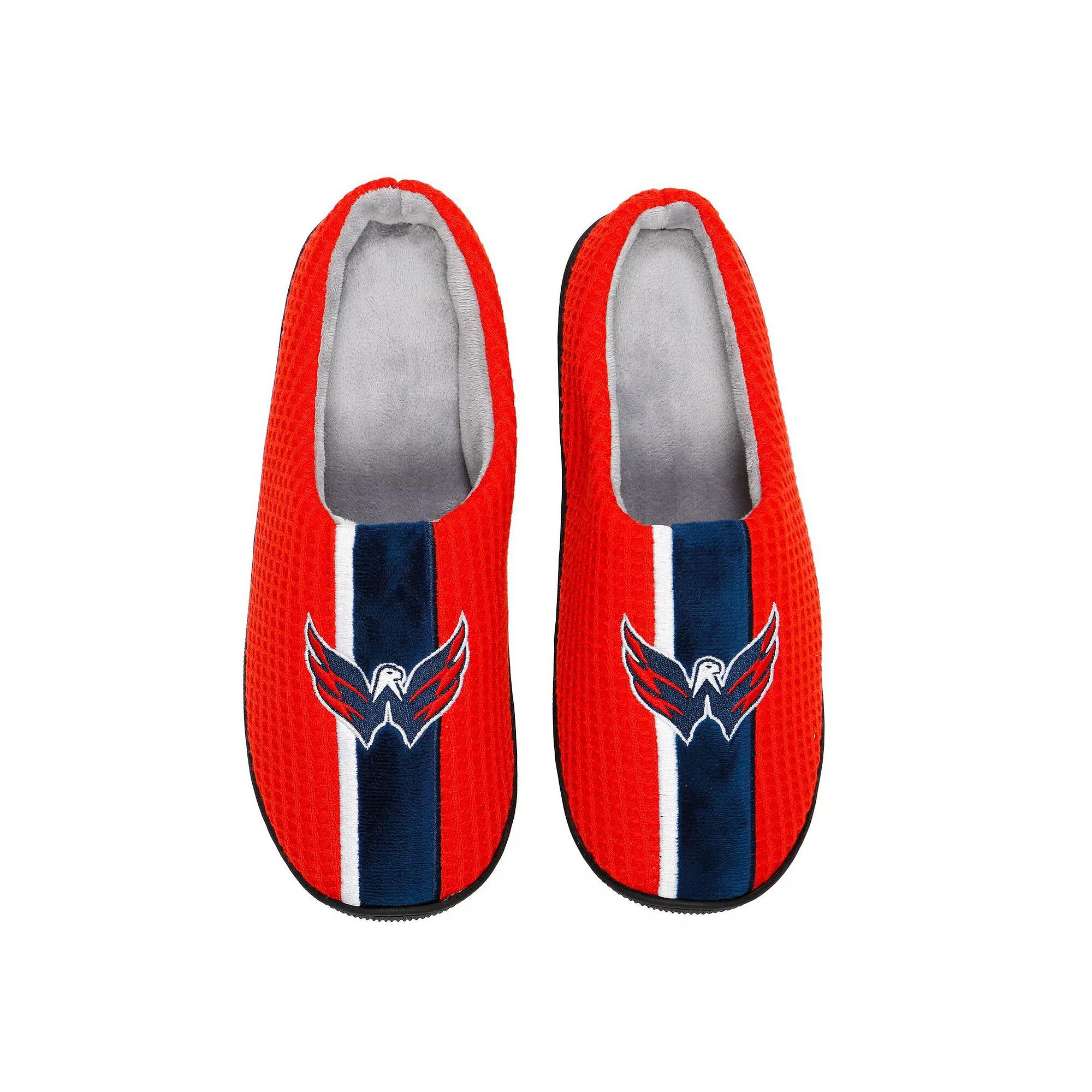 Men's FOCO Red Washington Capitals Team Stripe Memory Foam Slide Slippers, Size: XL Product Image